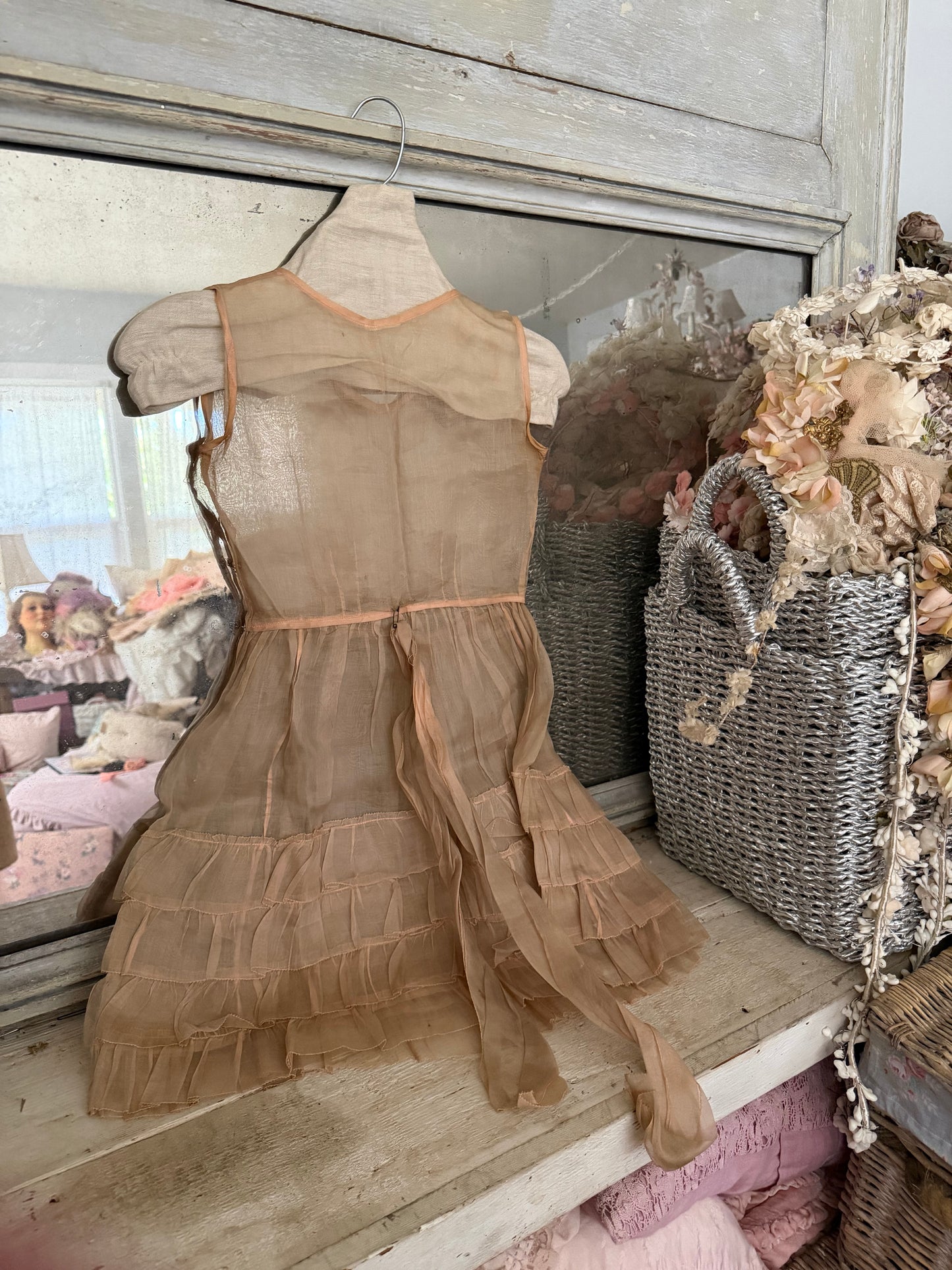 Antique Pink Ribbonwork Dress