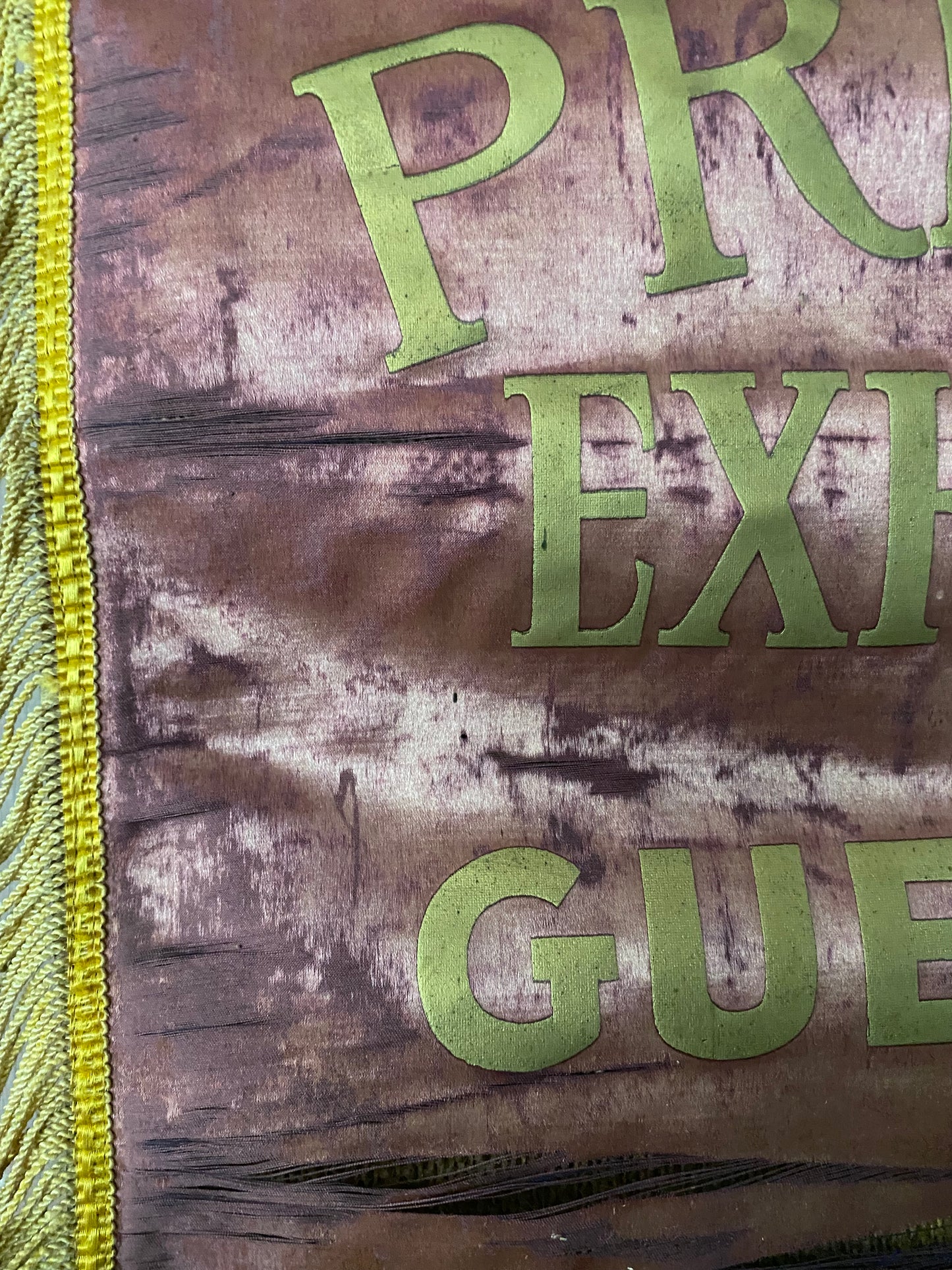 Antique Faded Maroon Dusty Purple Silk Banner 1936