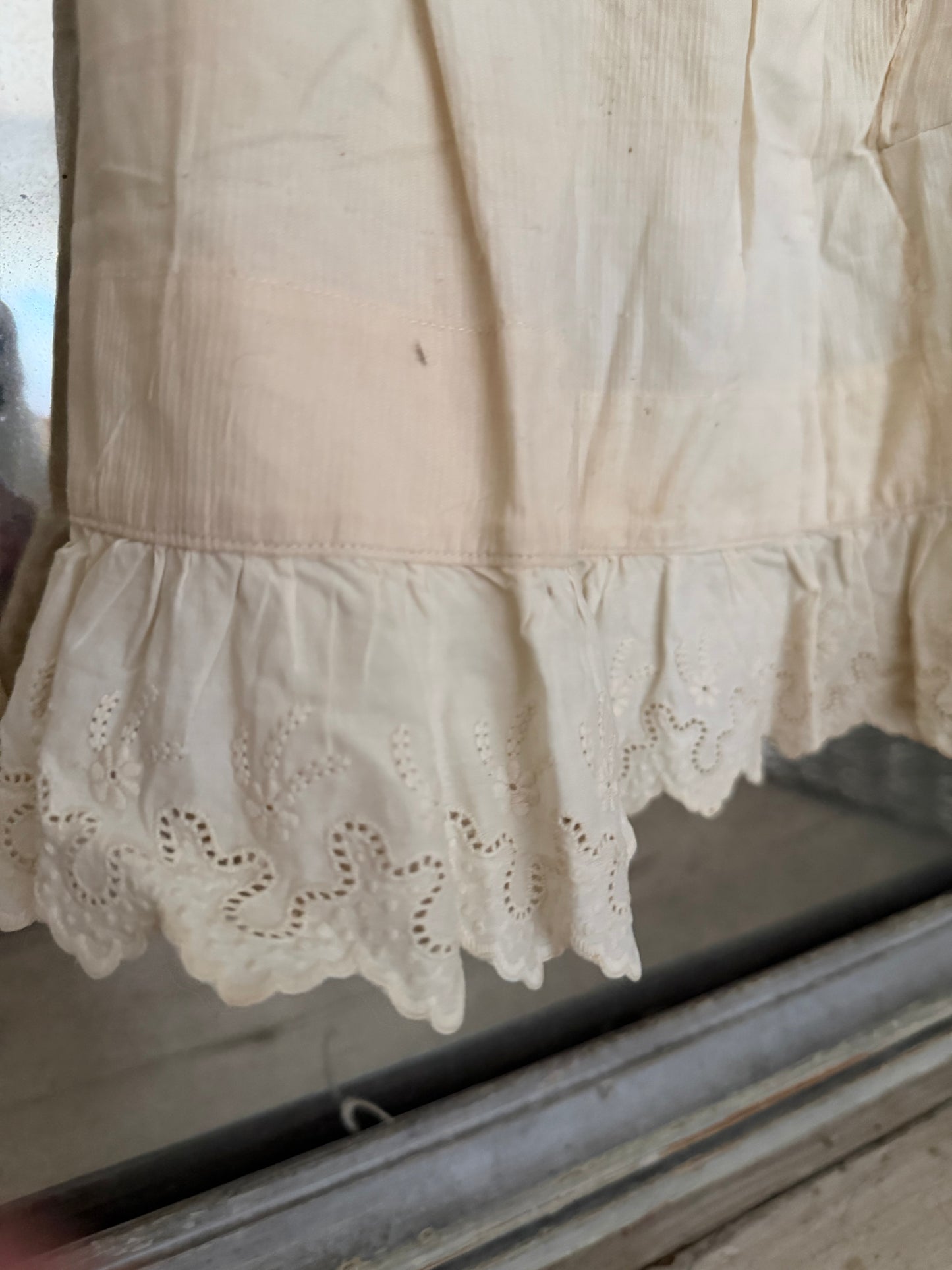 Antique Girls Lace Dress Pink Silk Ribbon & Skirt