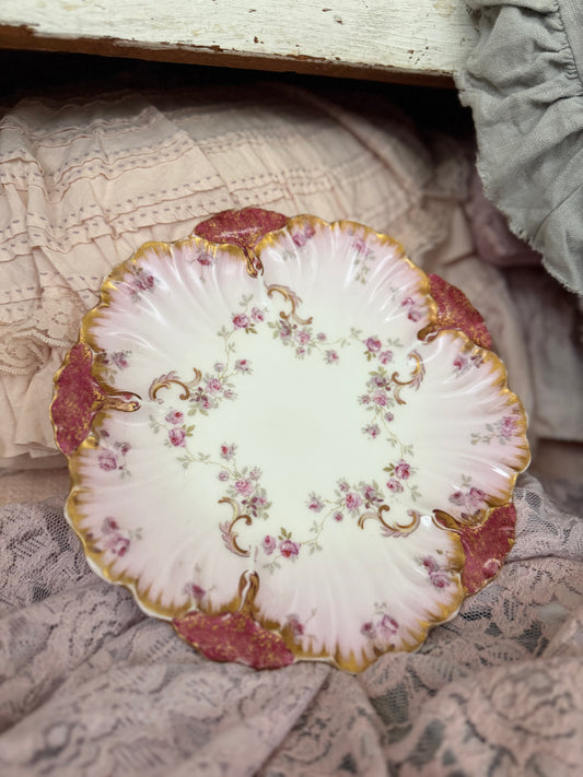 Antique Pink Limoges France Plate