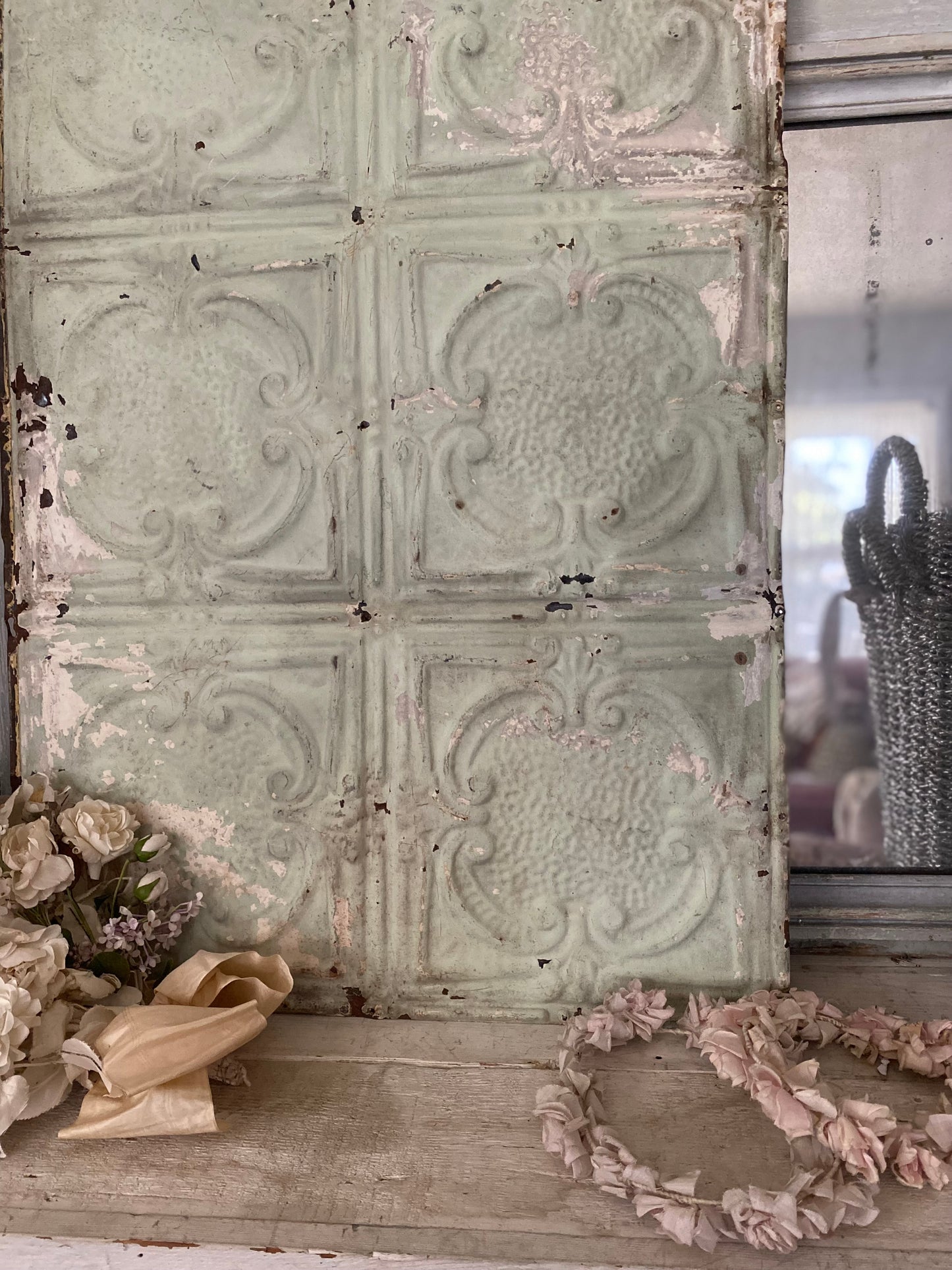 Antique Chippy Ceiling Tin Tile Panel
