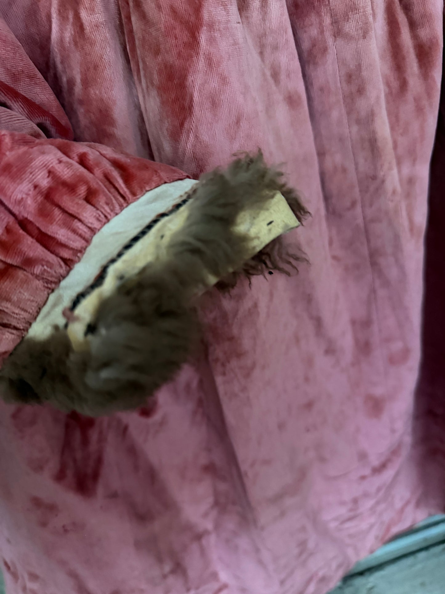 Antique Victorian Girls Pink Velvet Fur Coat & Bonnet