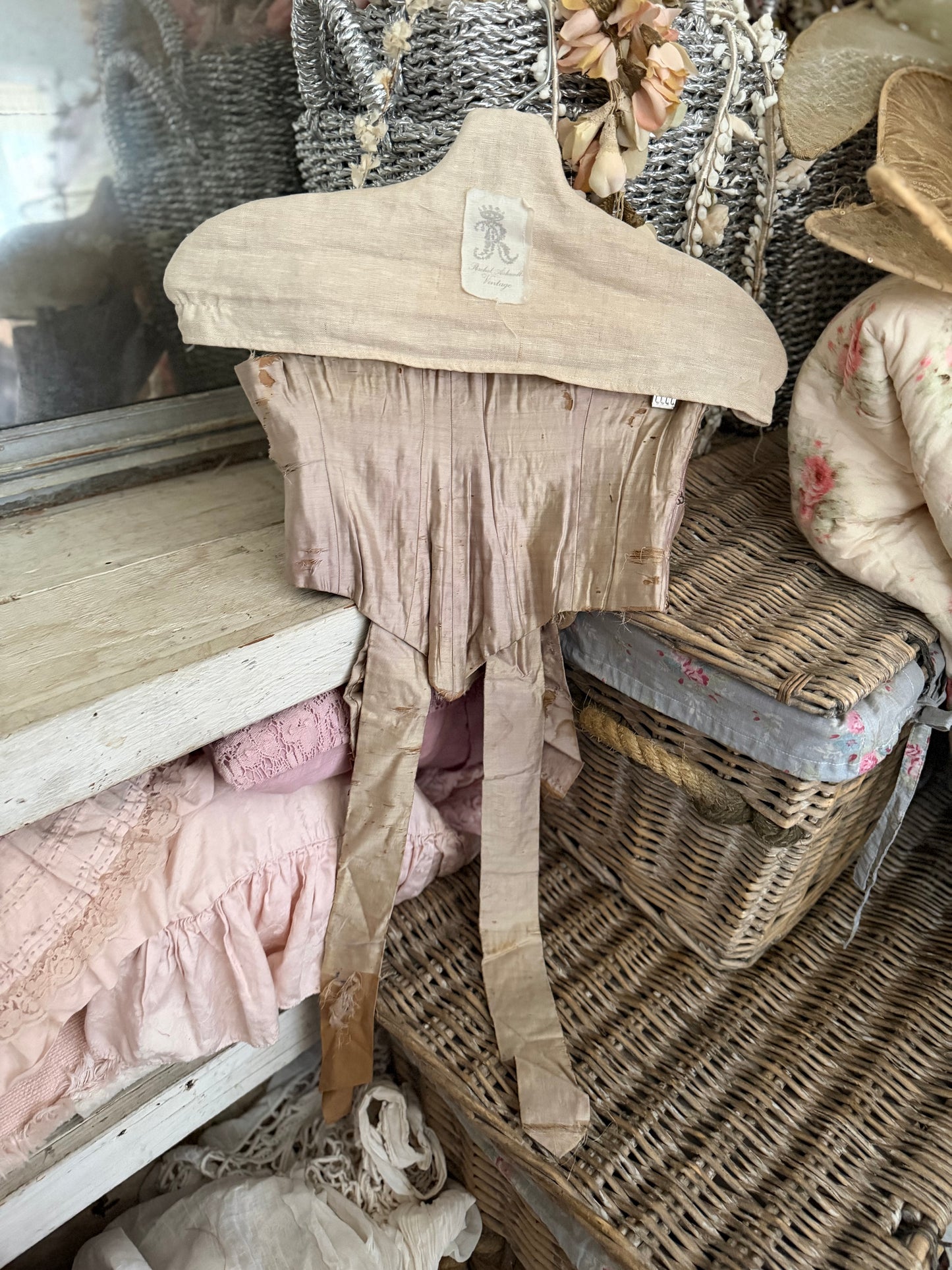 Antique Ice Lavender Silk Corset