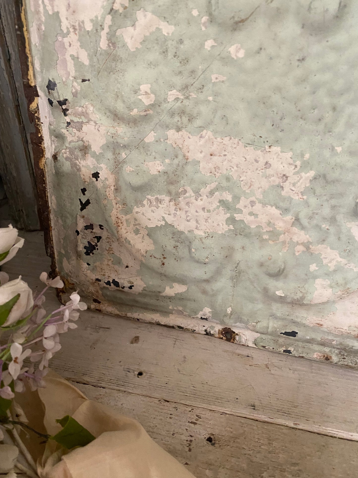Antique Chippy Ceiling Tin Tile Panel