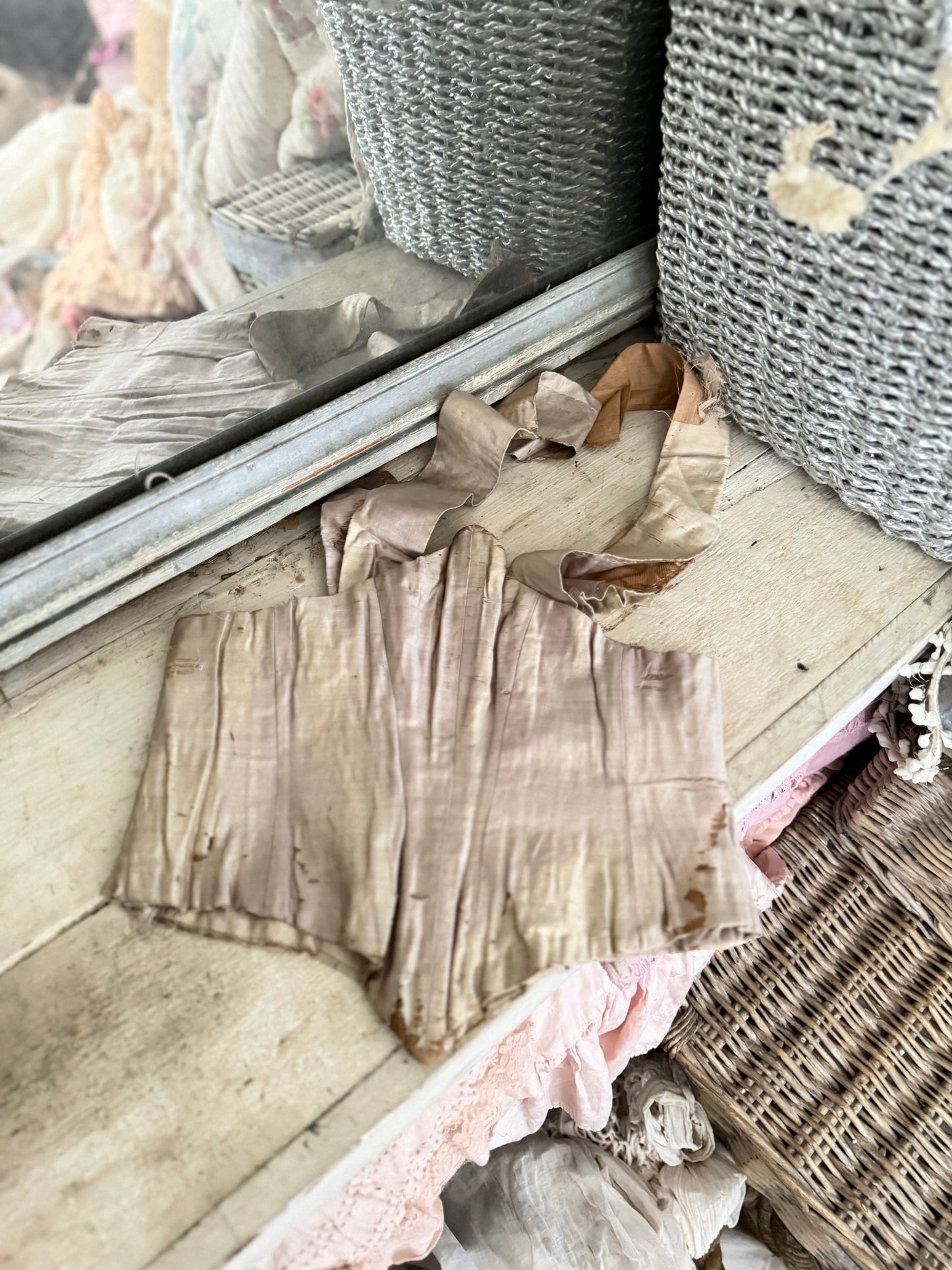 Antique Ice Lavender Silk Corset