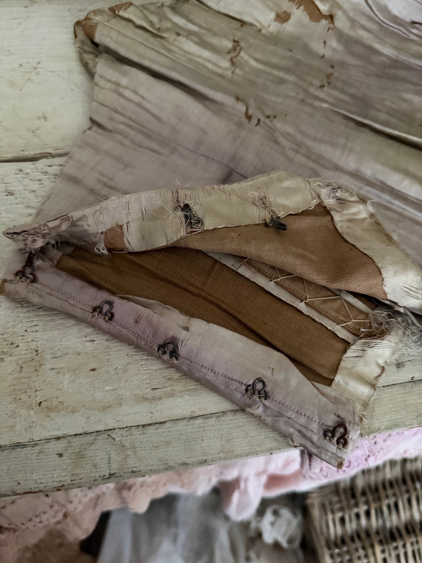 Antique Ice Lavender Silk Corset