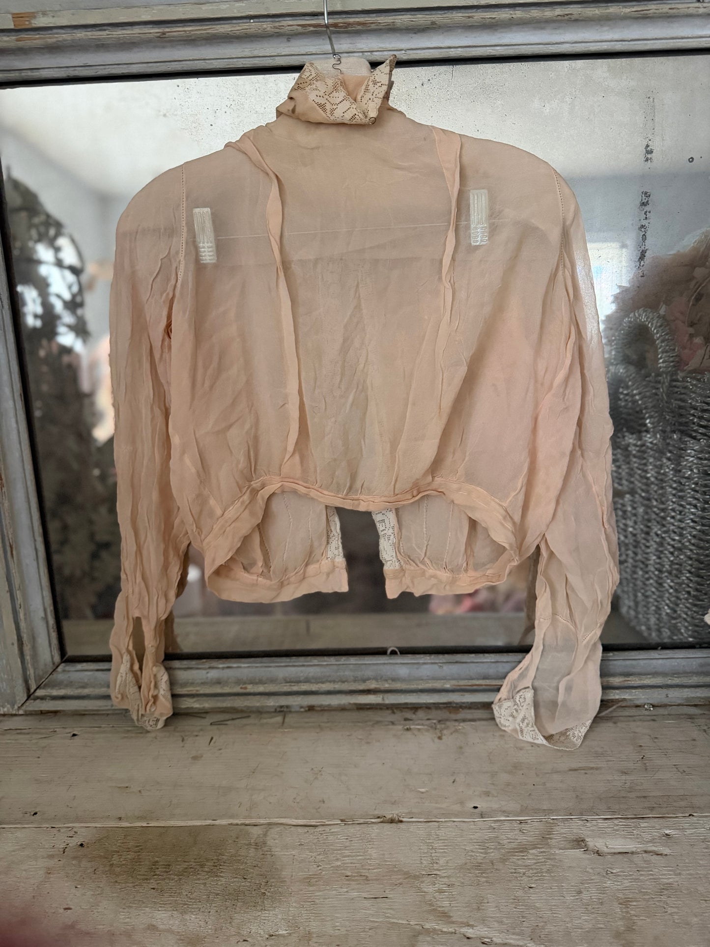 Antique Victorian Pink Lace Silk Bodice