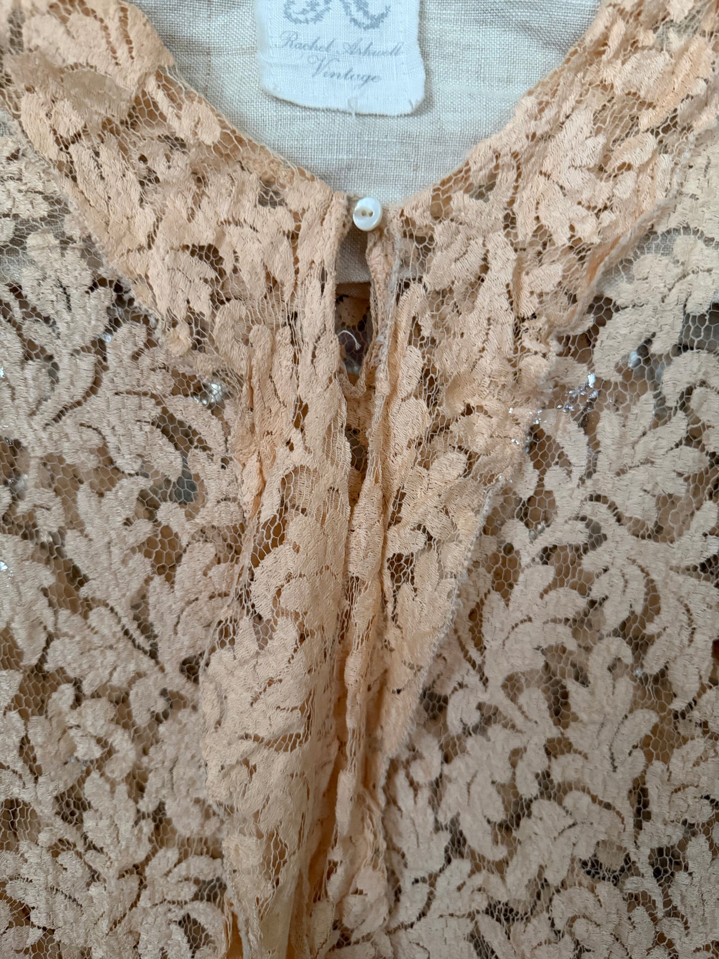 Antique Pink Lace Silk Blouse