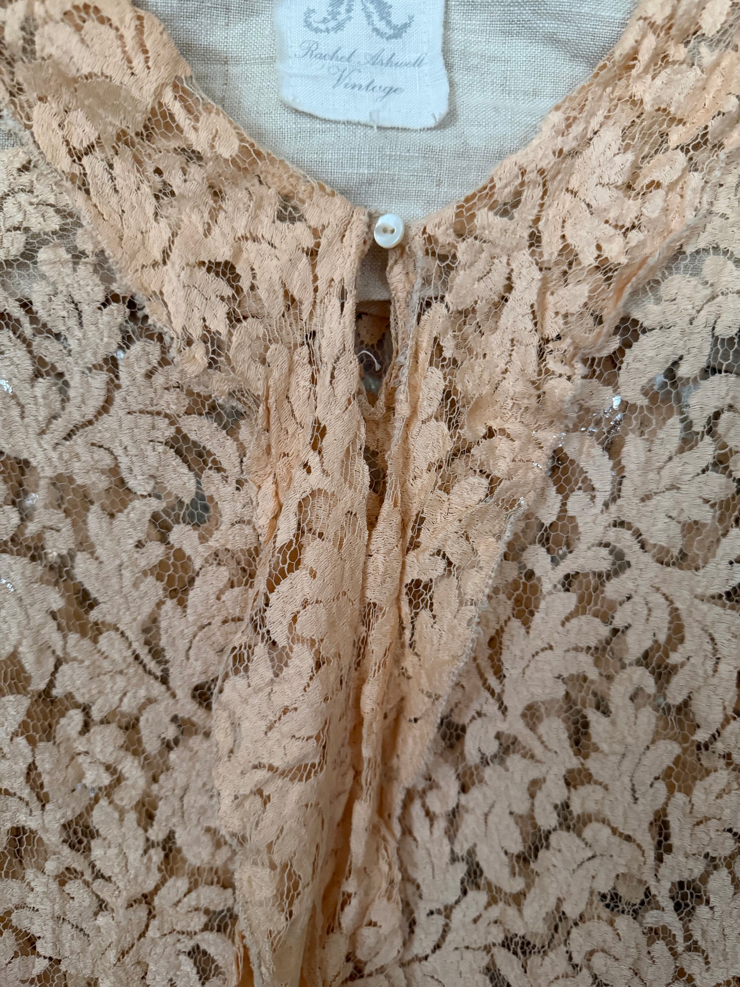 Antique Pink Lace Silk Blouse