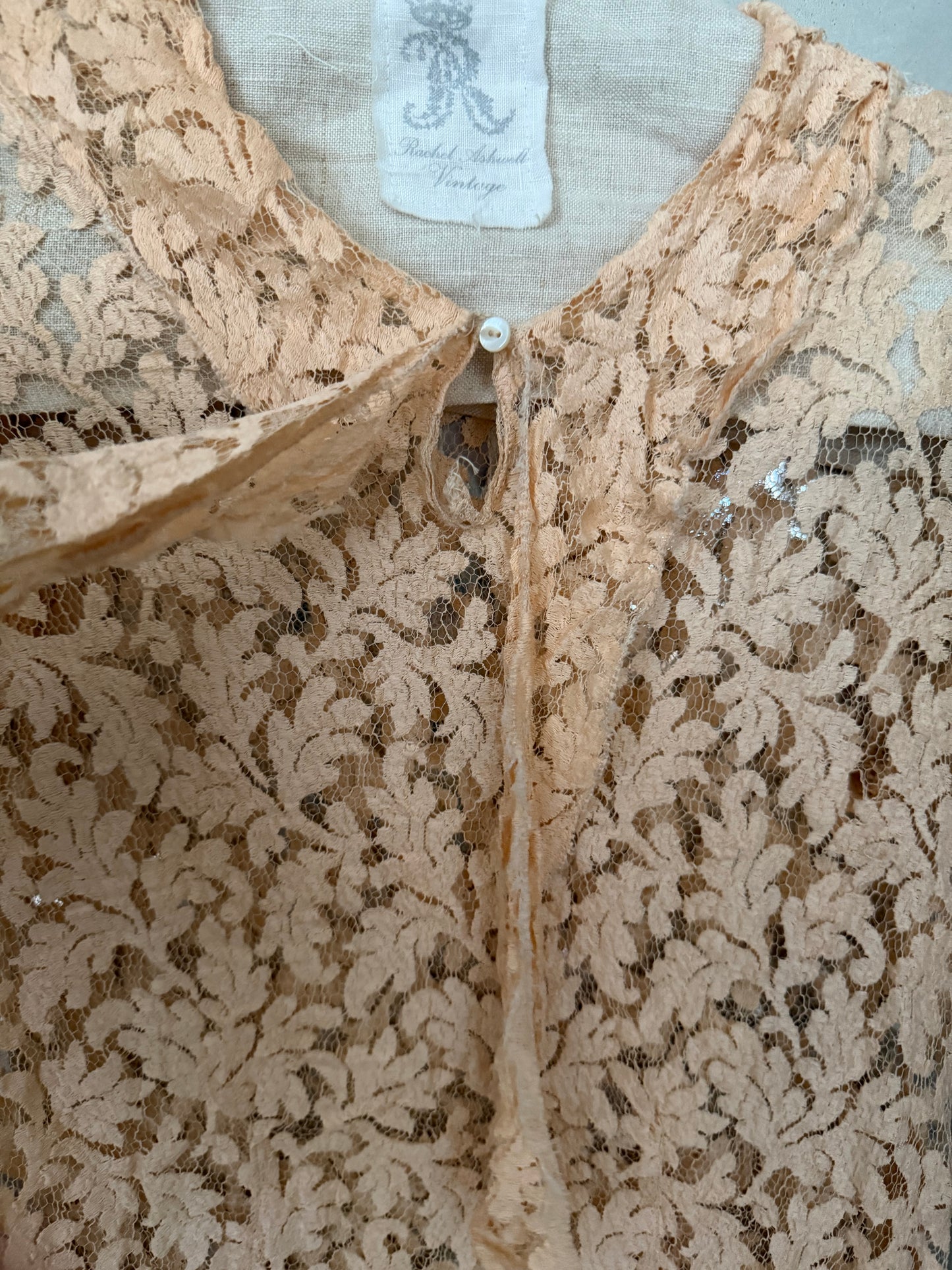 Antique Pink Lace Silk Blouse