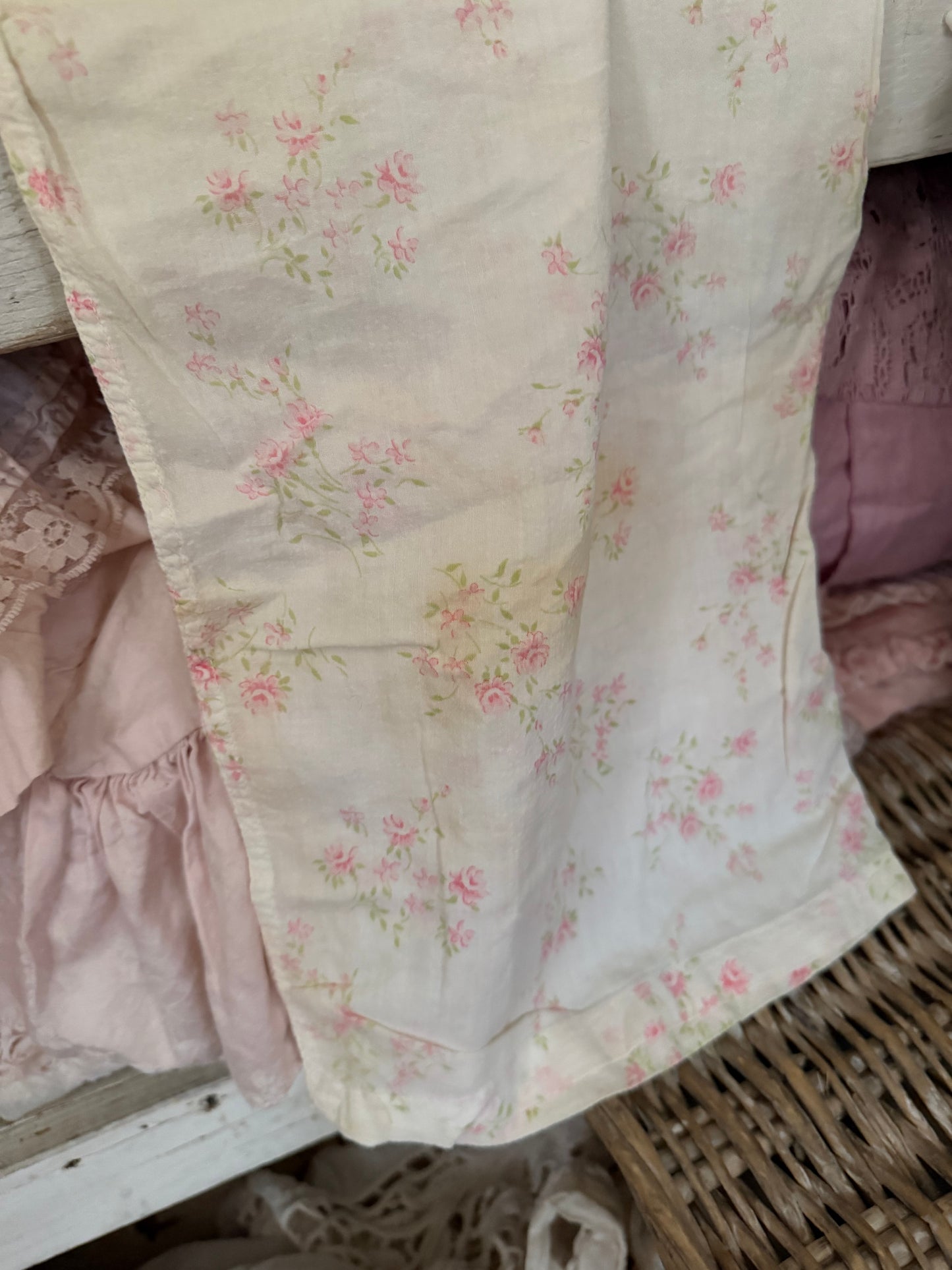Antique Pink Floral Rose Pajama Pants
