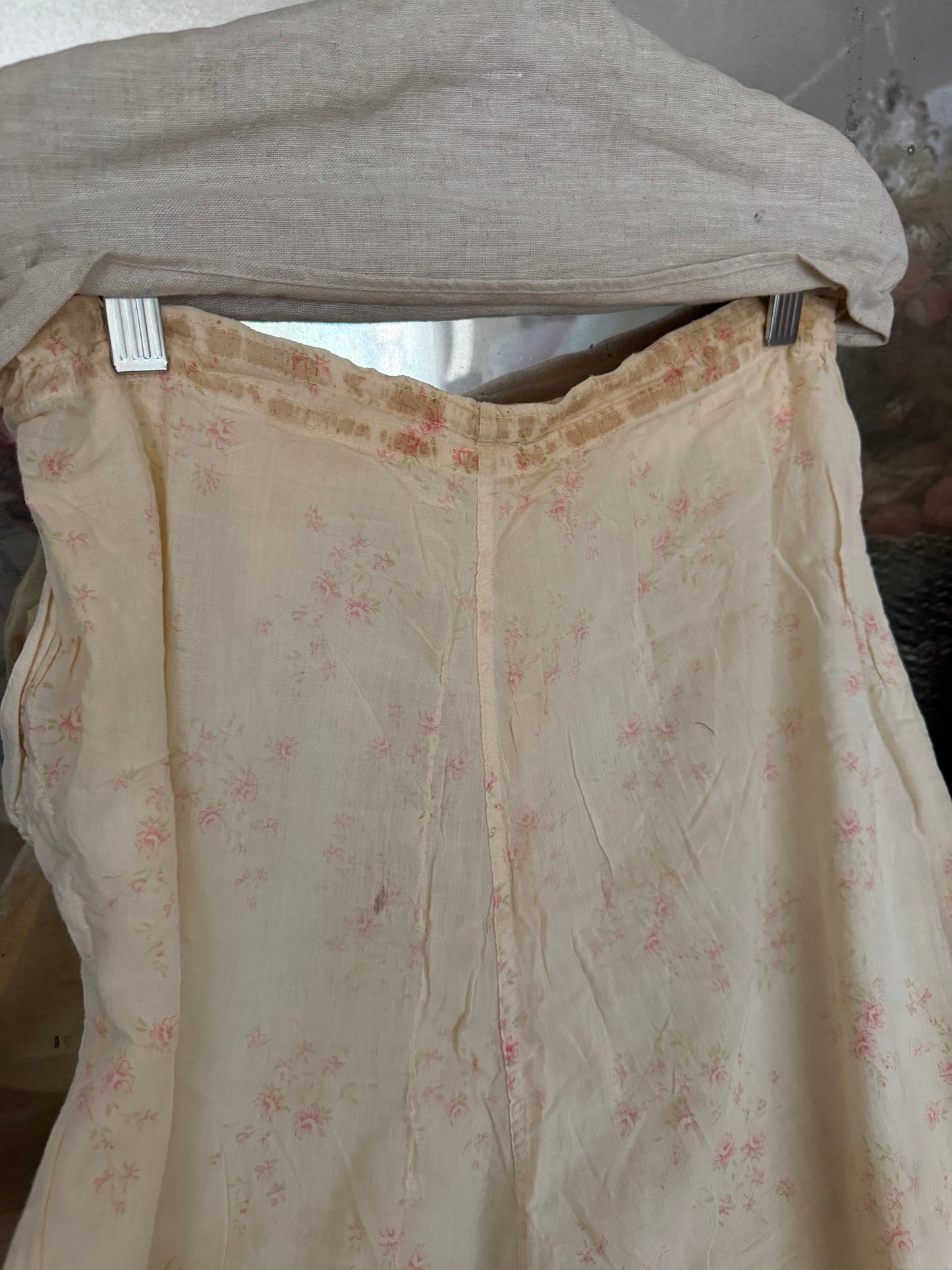 Antique Pink Floral Rose Pajama Pants