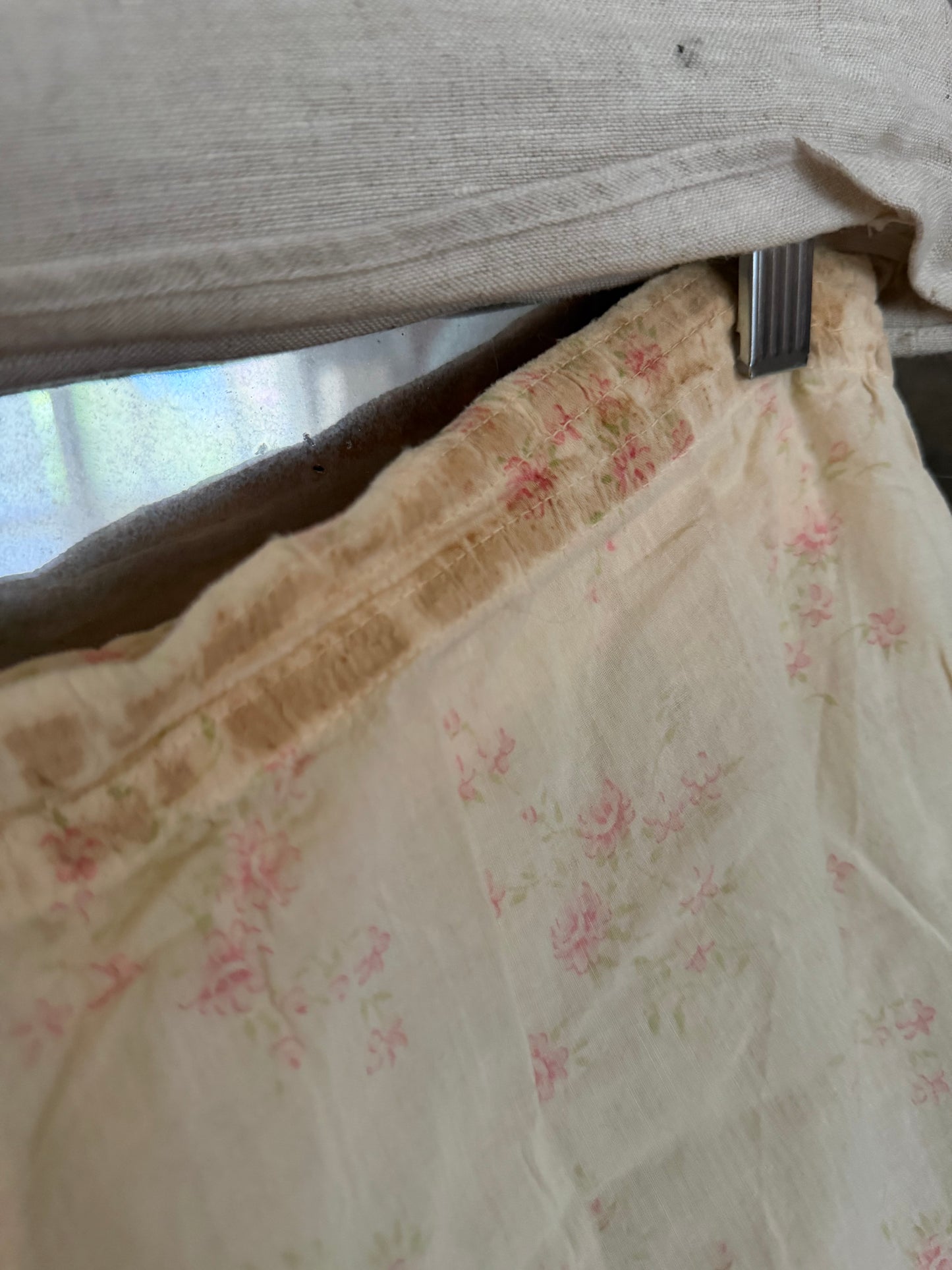 Antique Pink Floral Rose Pajama Pants