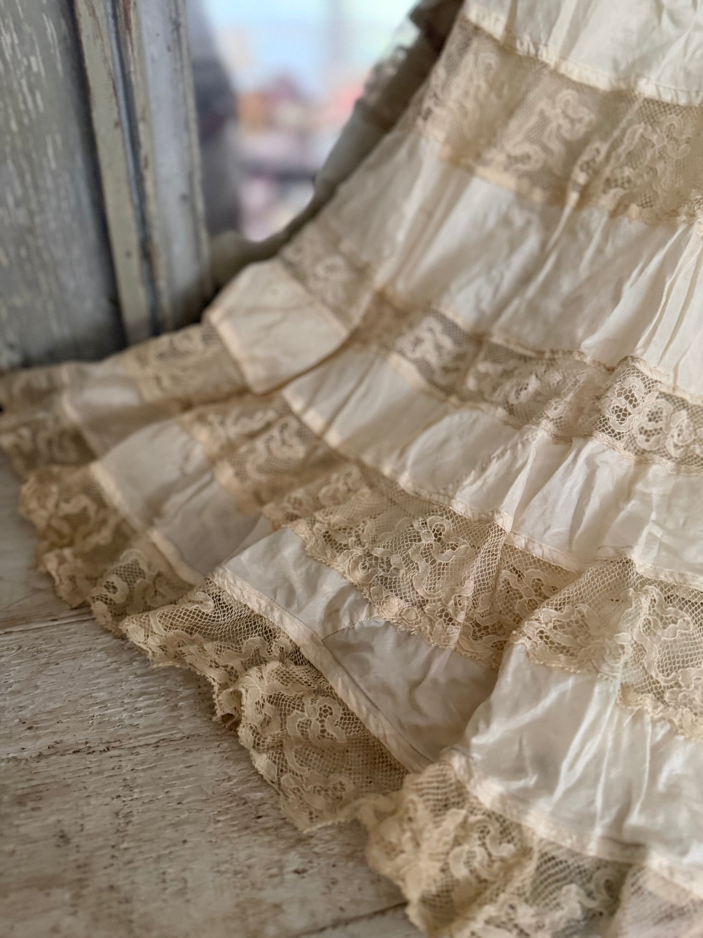 Antique Victorian Silk Lace Petticoat Skirt