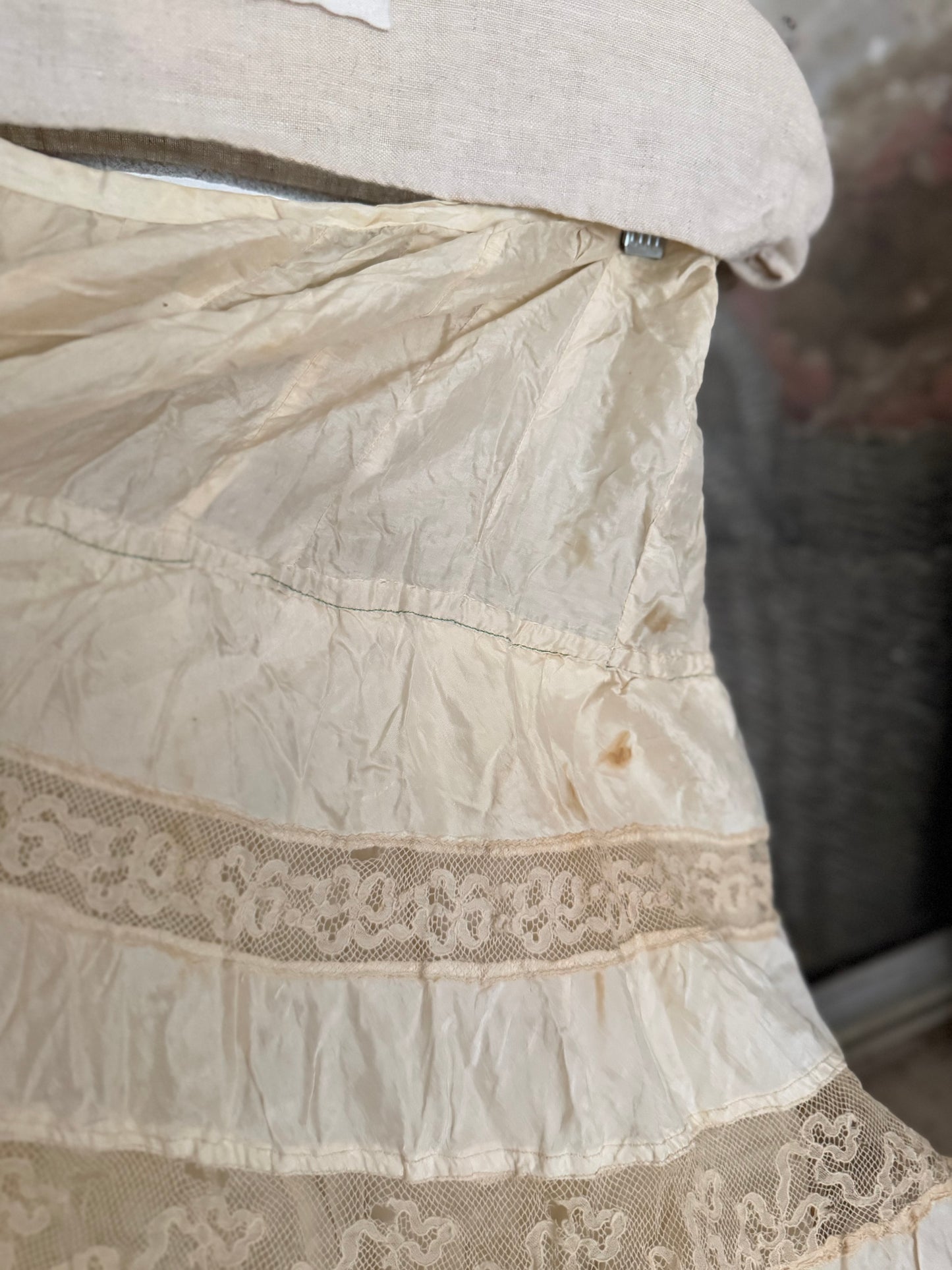 Antique Victorian Silk Lace Petticoat Skirt