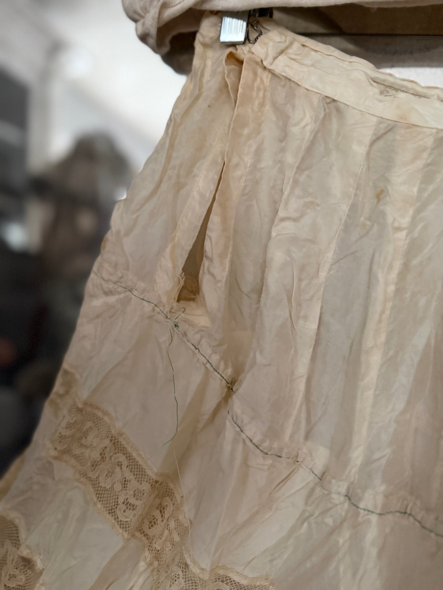 Antique Victorian Silk Lace Petticoat Skirt