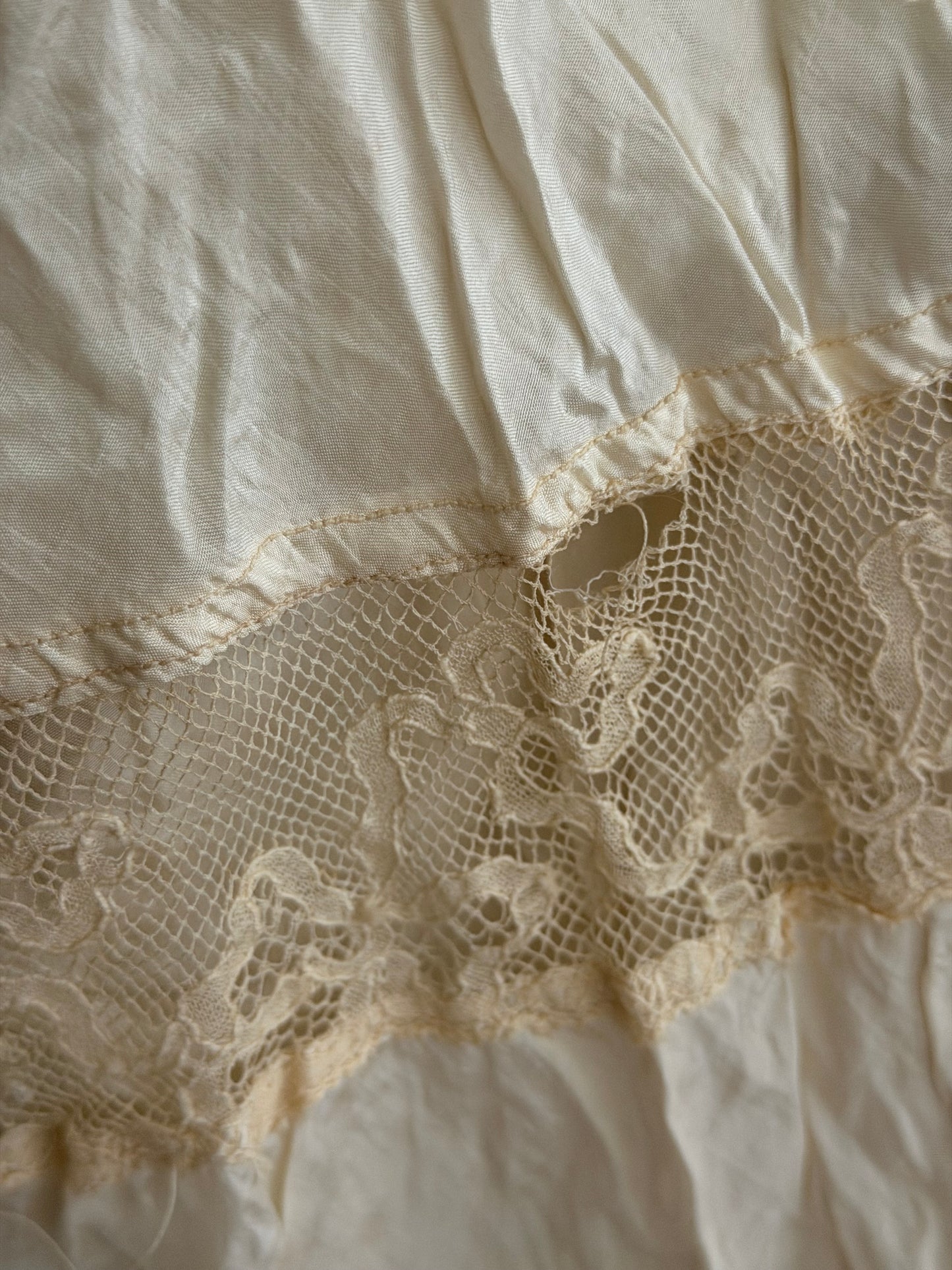 Antique Victorian Silk Lace Petticoat Skirt