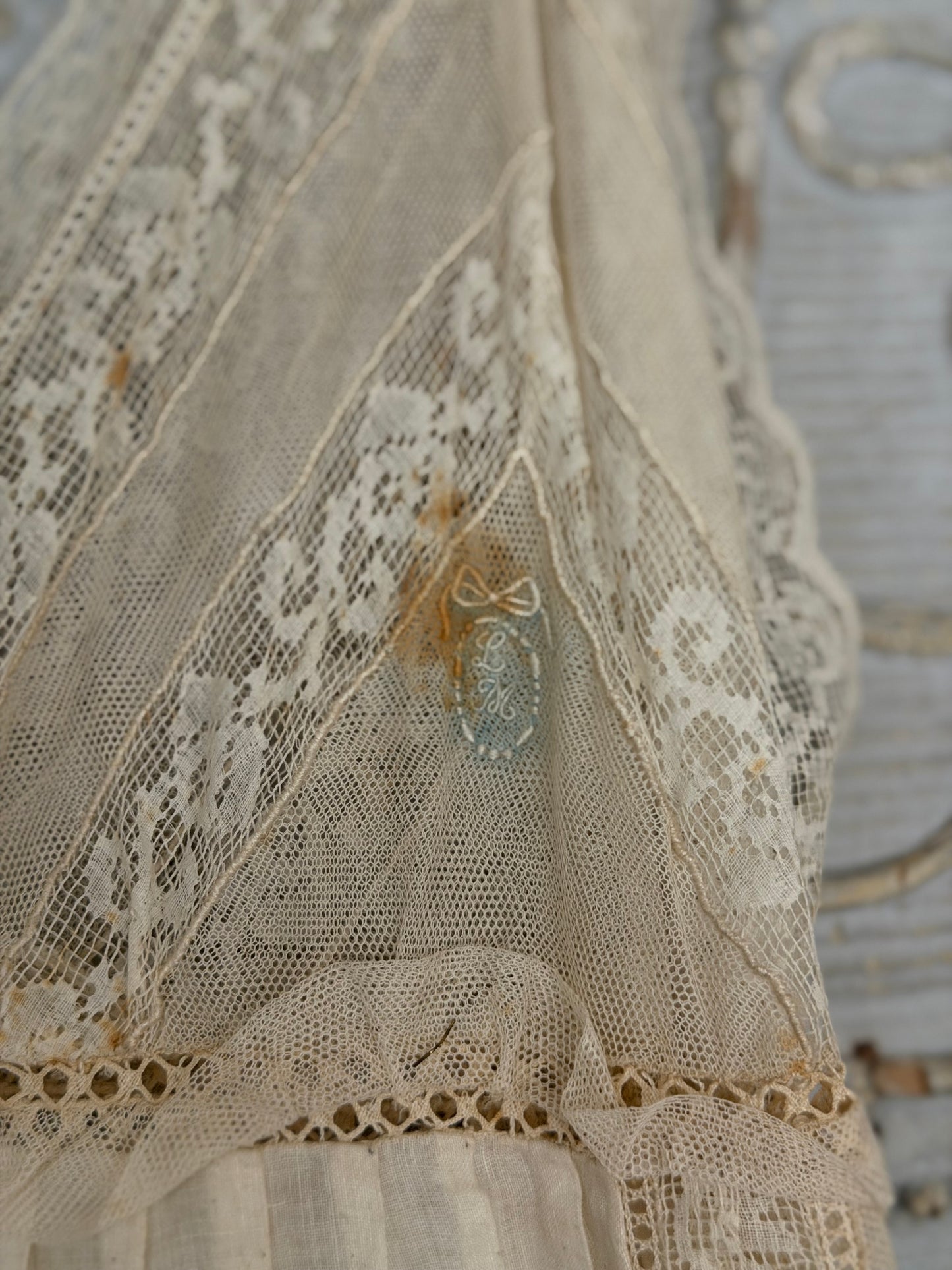 Antique French Lace Wedding Trousseau Ribbonwork Nightgown