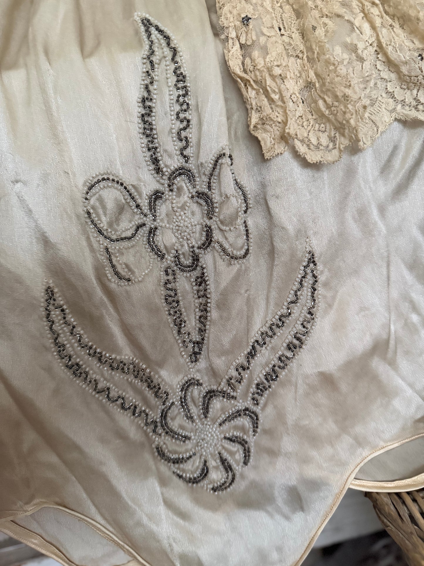 Antique 1920s Beaded Silk Rhinestone Pannier Dress