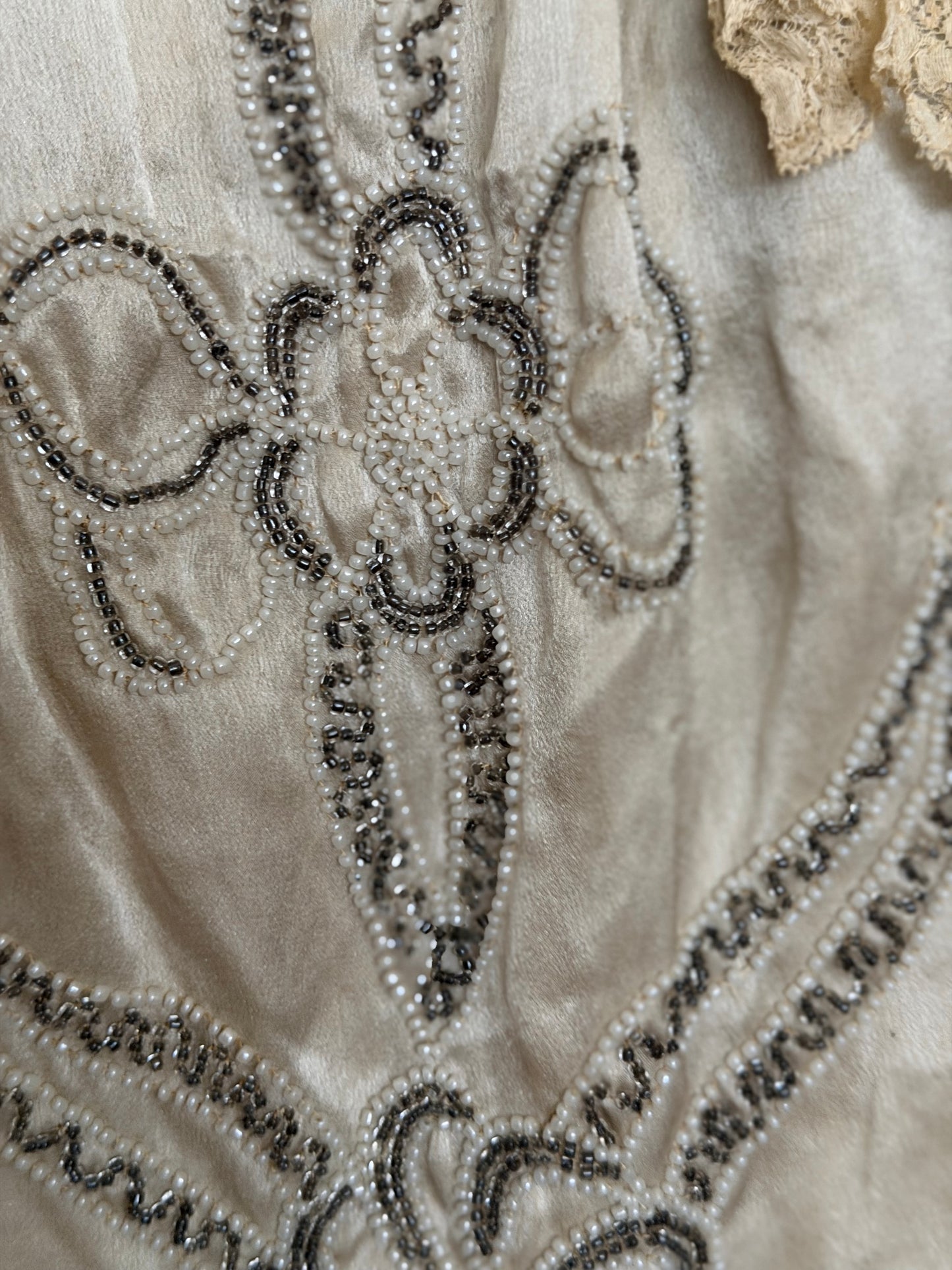 Antique 1920s Beaded Silk Rhinestone Pannier Dress