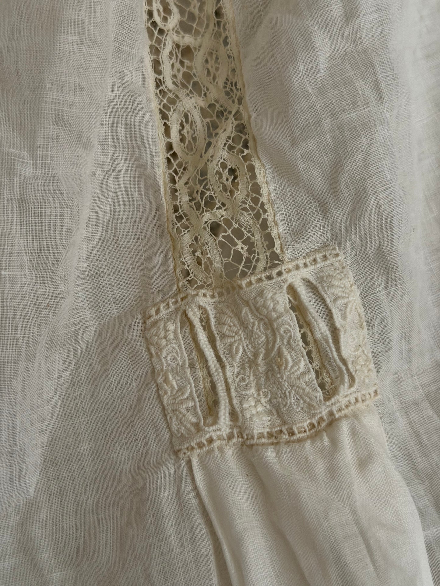 Antique Victorian Floral Lace Nightgown Slip Pink Ribbon Bow