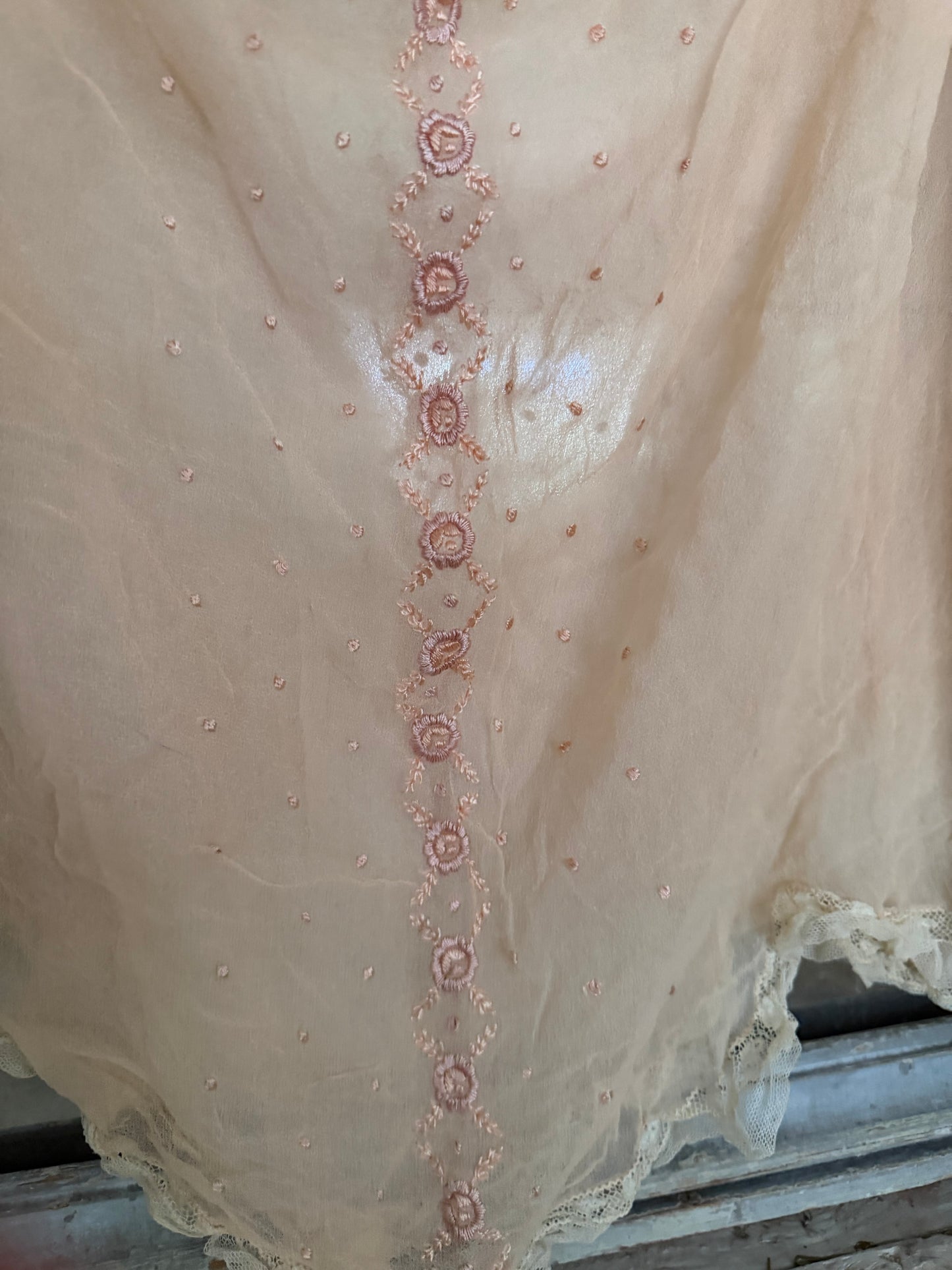Pair Antique Pink Silk Lace Lingerie Shorts