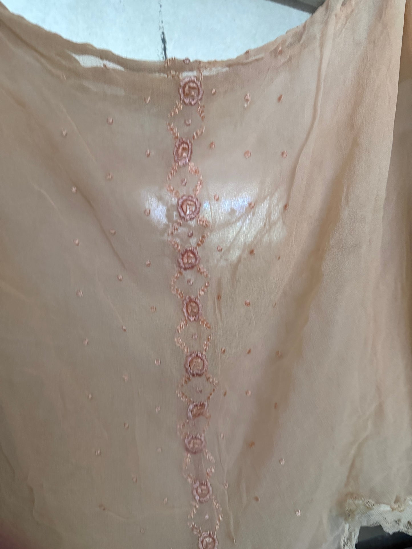 Pair Antique Pink Silk Lace Lingerie Shorts