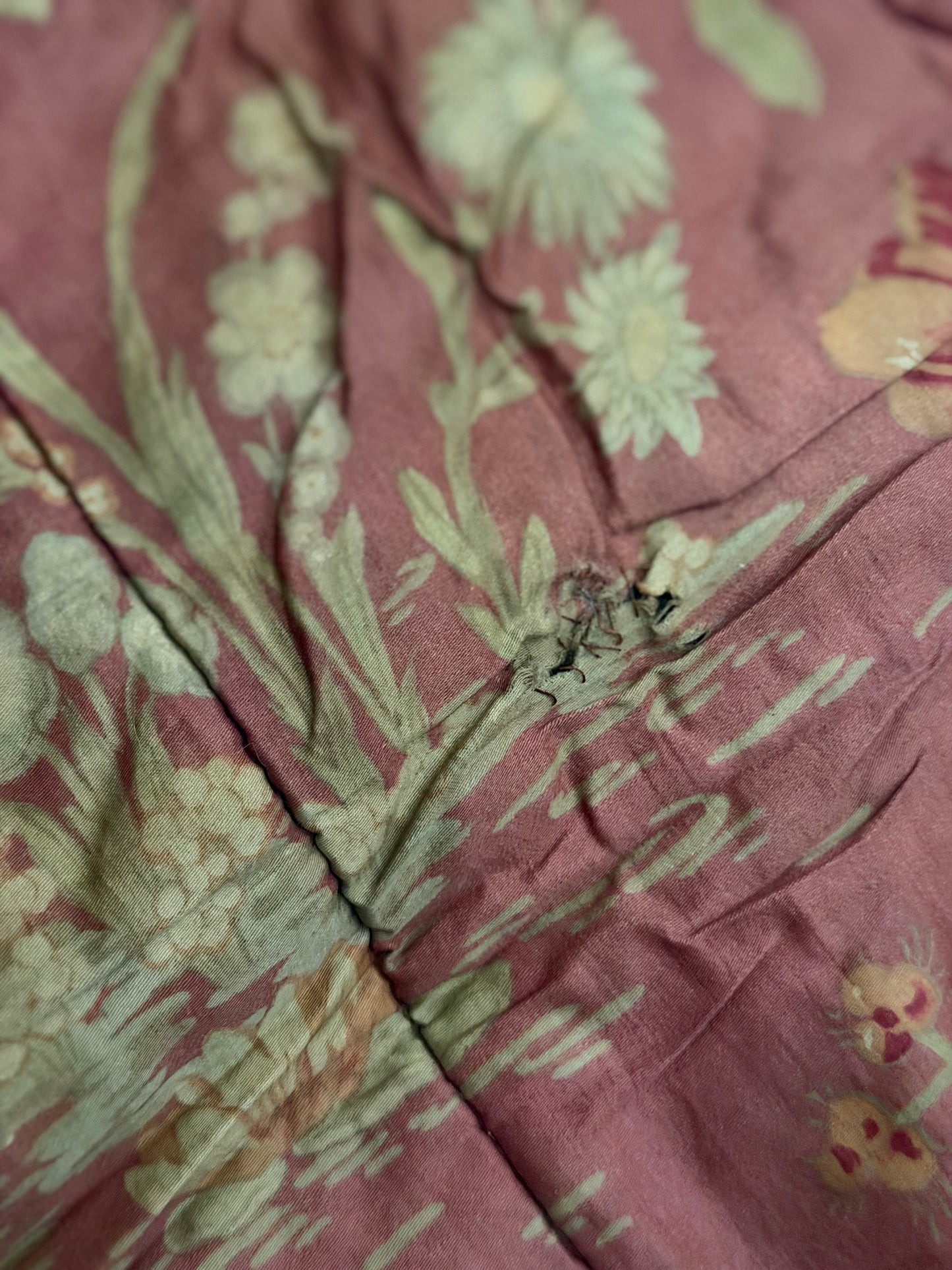 Antique French Lap Quilt Red Peacock Toile