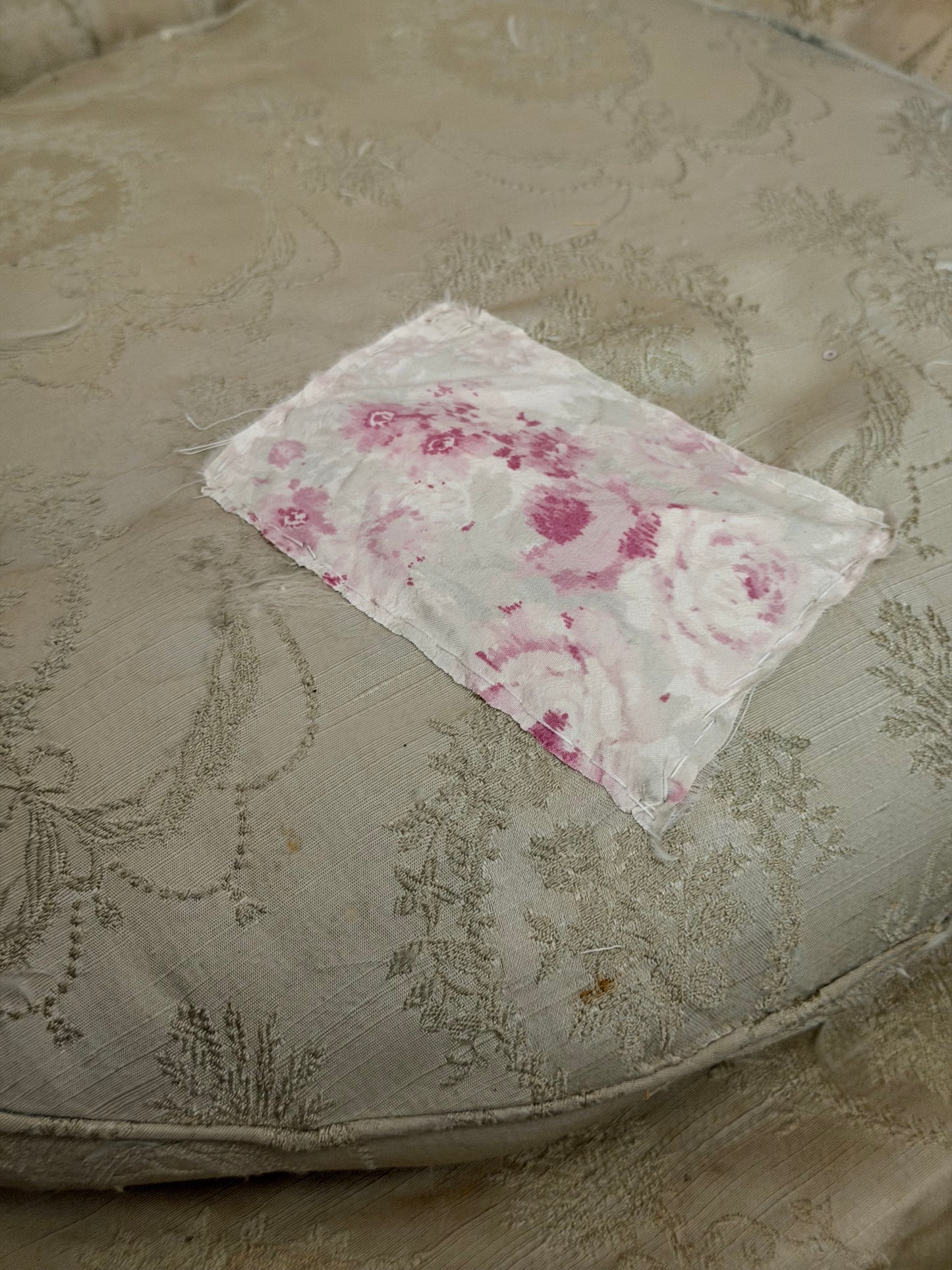 RARE Antique Victorian Childs Silk Slipper Chair
