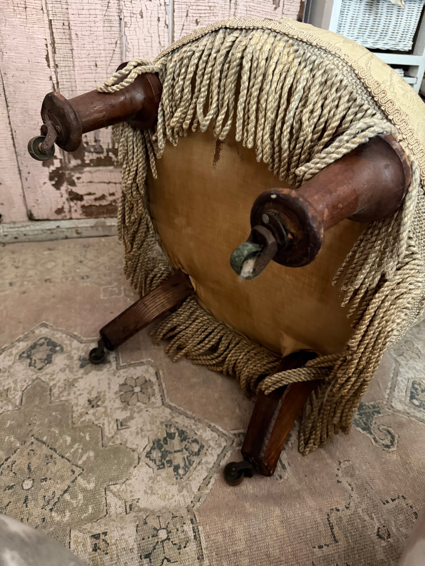 RARE Antique Victorian Childs Silk Slipper Chair