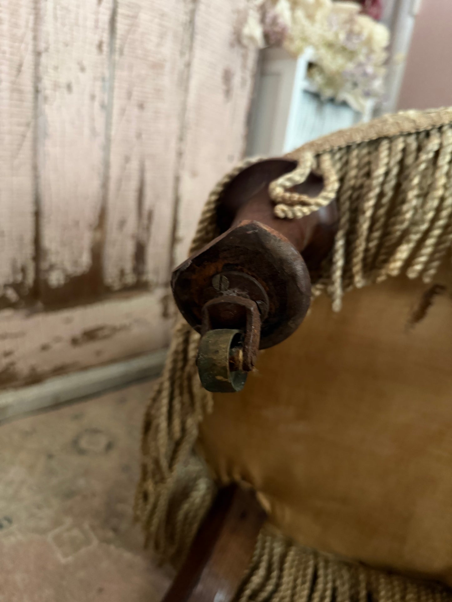 RARE Antique Victorian Childs Silk Slipper Chair
