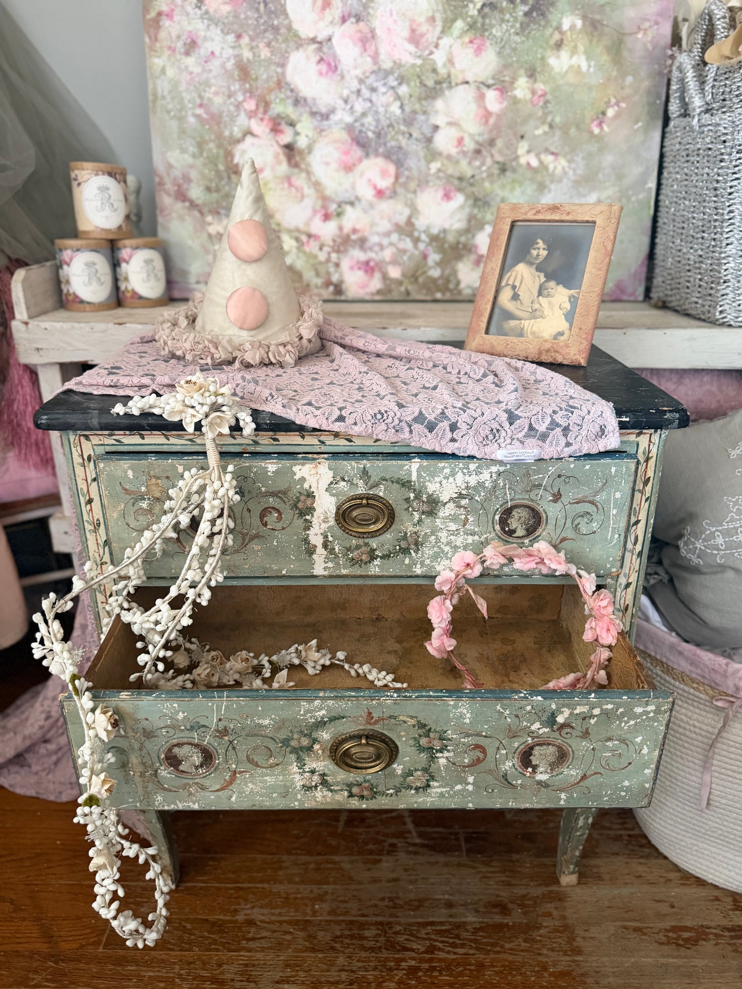 Antique 18th Century Italian Neoclassical Polychrome Dresser