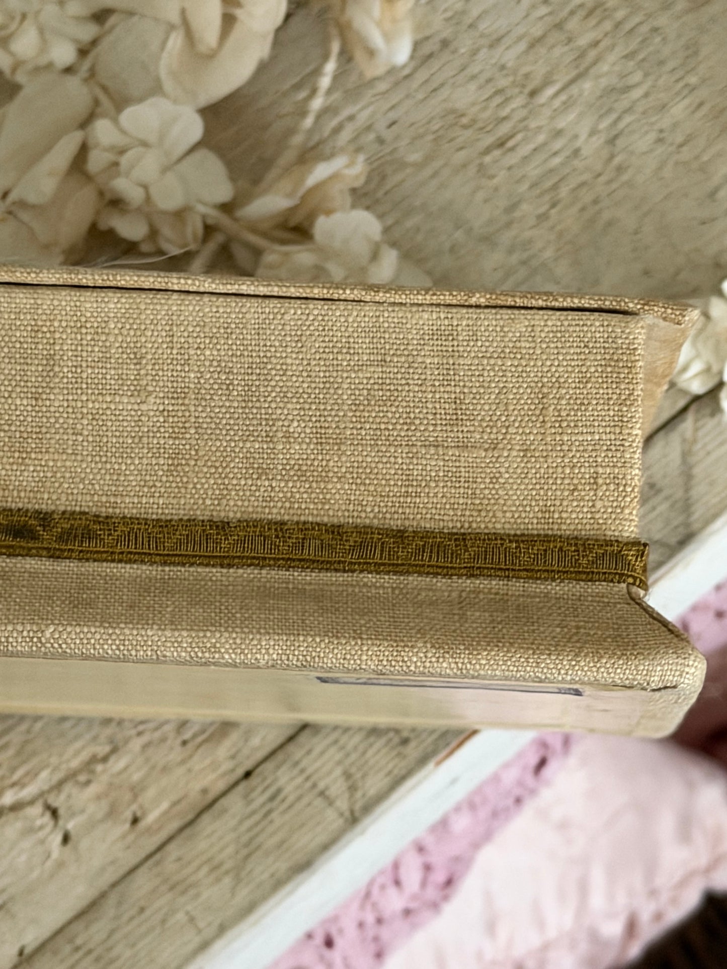 Antique French Wisteria Painted Floral Fabric Box