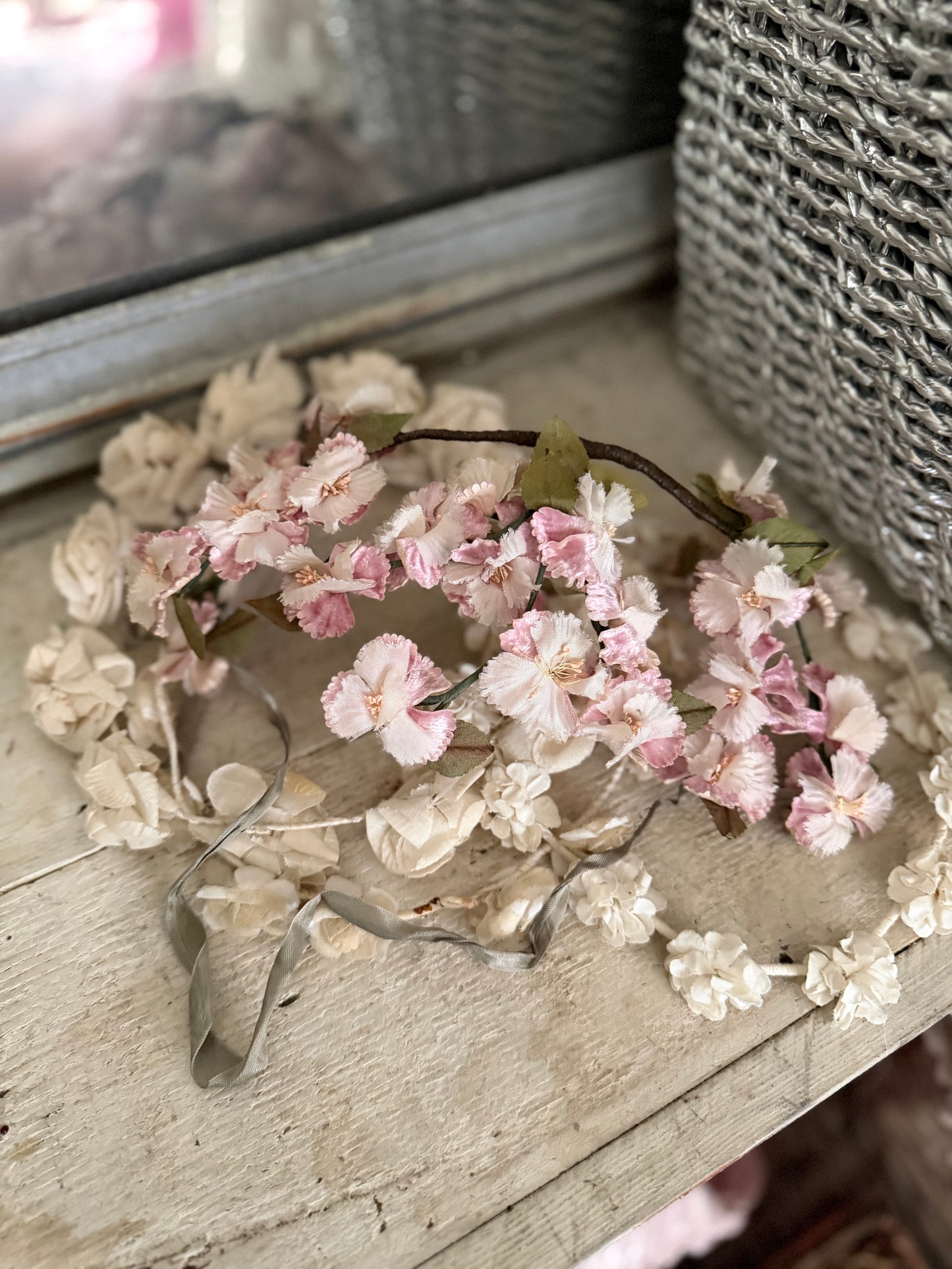 Antique Pink Millinery Flower Crown Headpiece