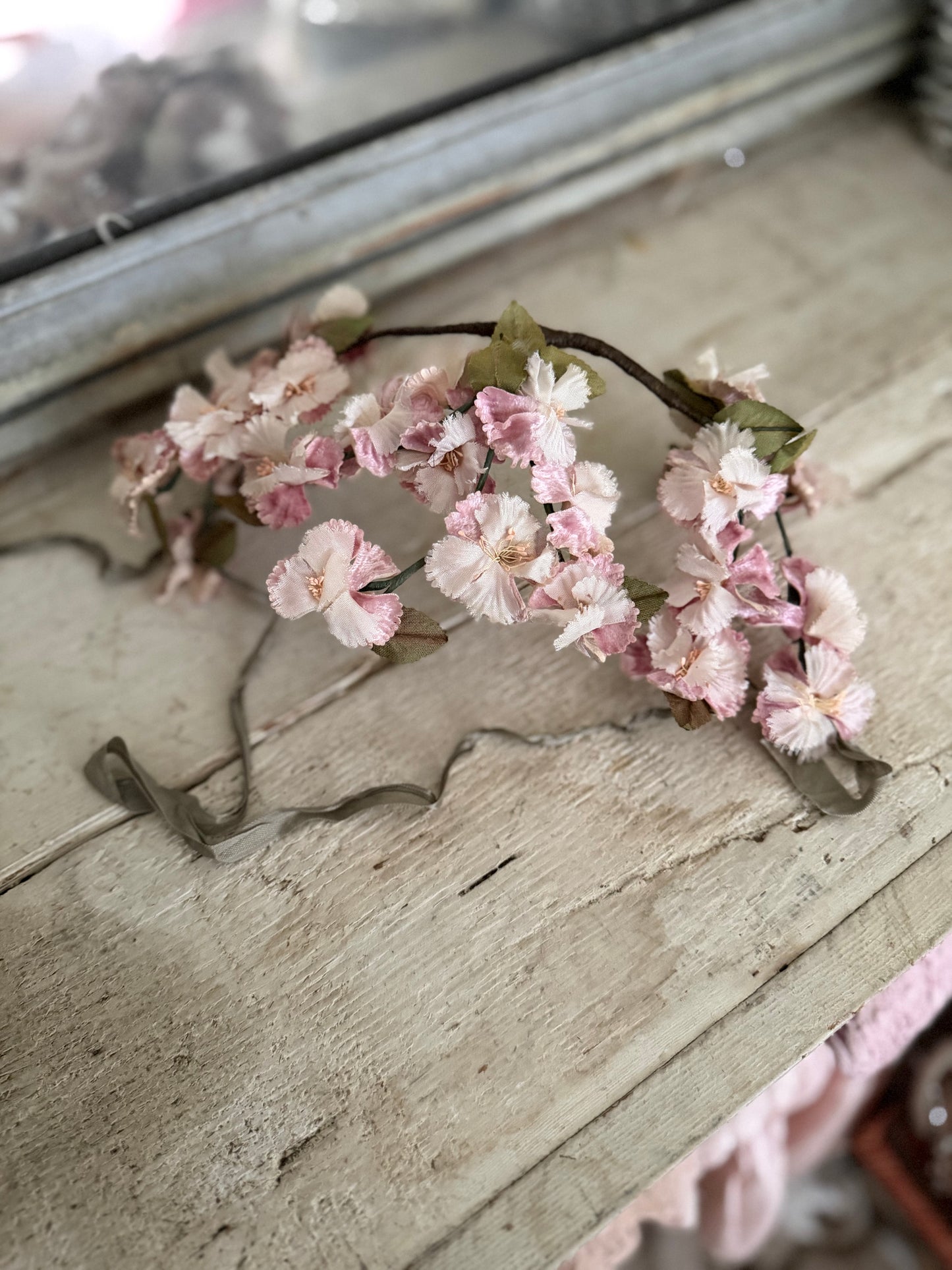 Antique Pink Millinery Flower Crown Headpiece