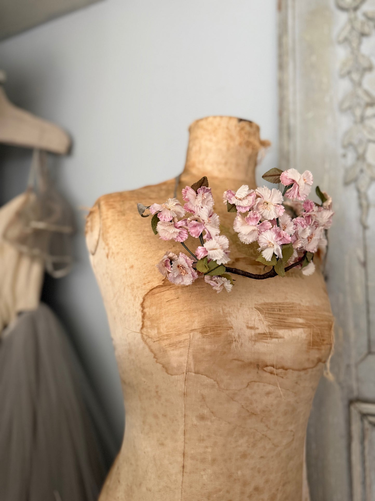 Antique Pink Millinery Flower Crown Headpiece