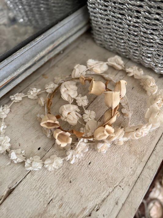Antique French Crepe Paper Bell Flower Crown