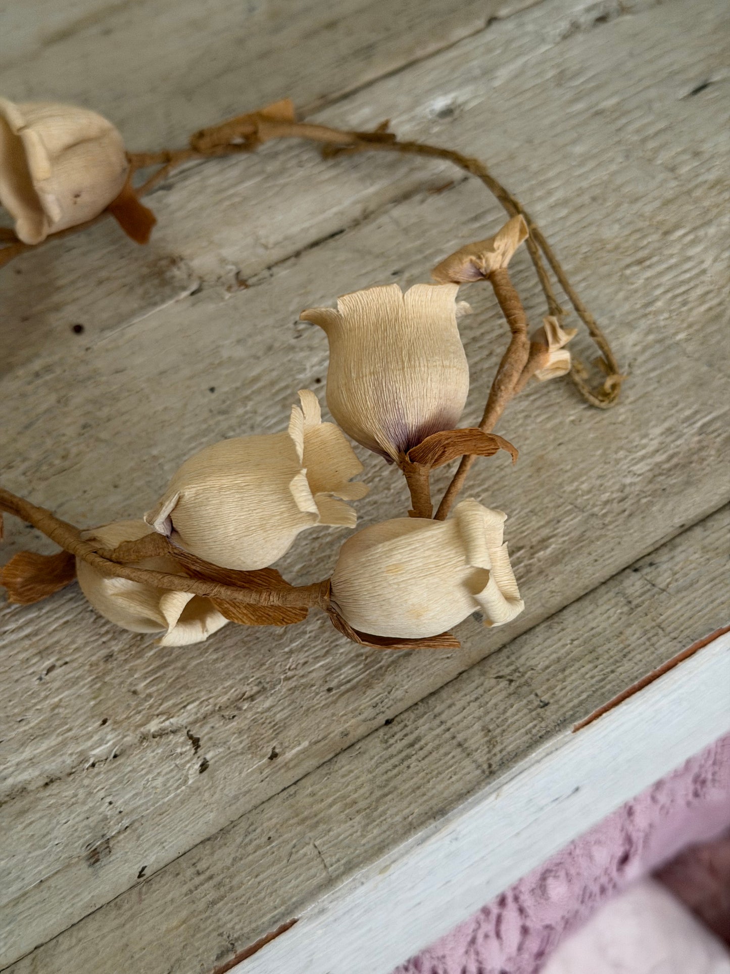 Antique French Crepe Paper Bell Flower Crown
