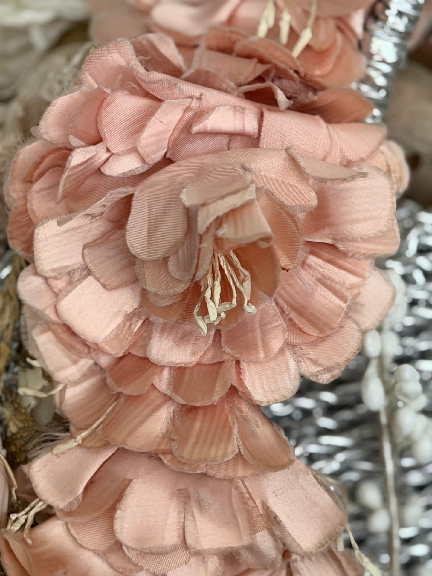 Antique Pink 1920s Ribbon Millinery Sash
