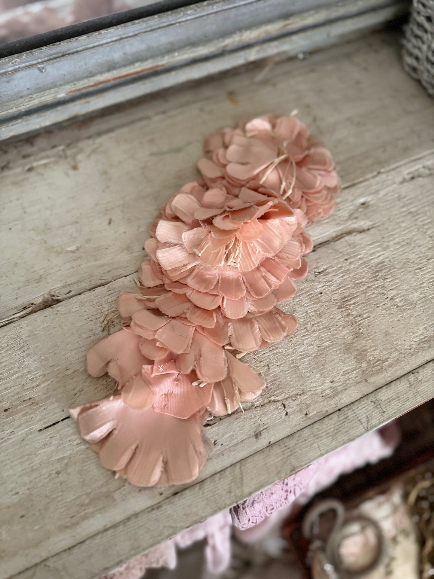 Antique Pink 1920s Ribbon Millinery Sash