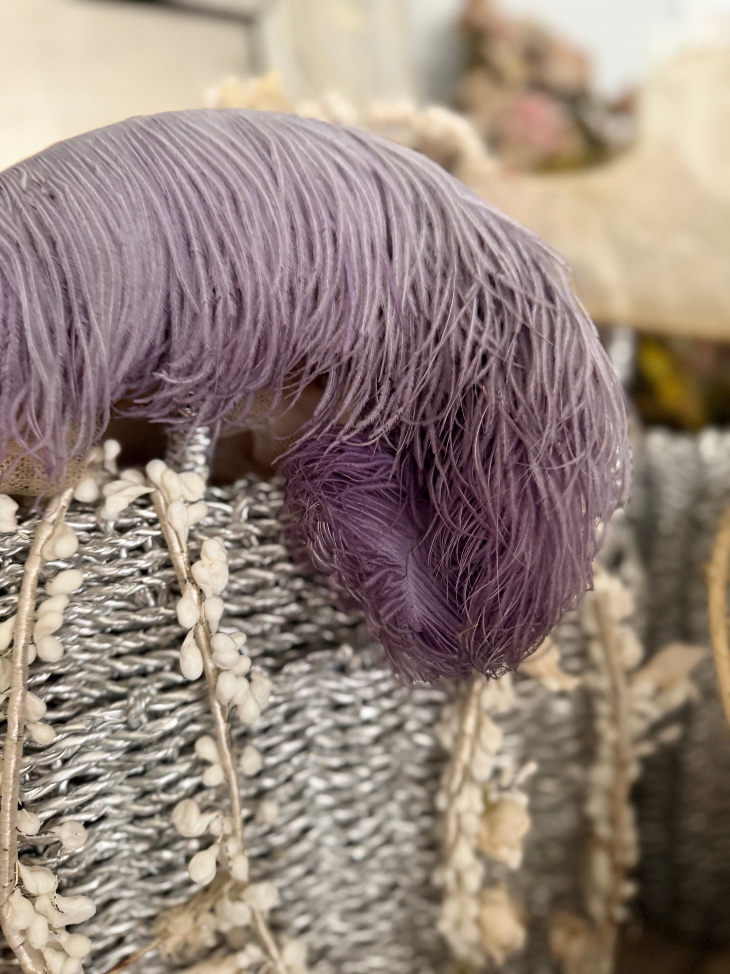 Antique Victorian Purple Fancy Feather Millinery