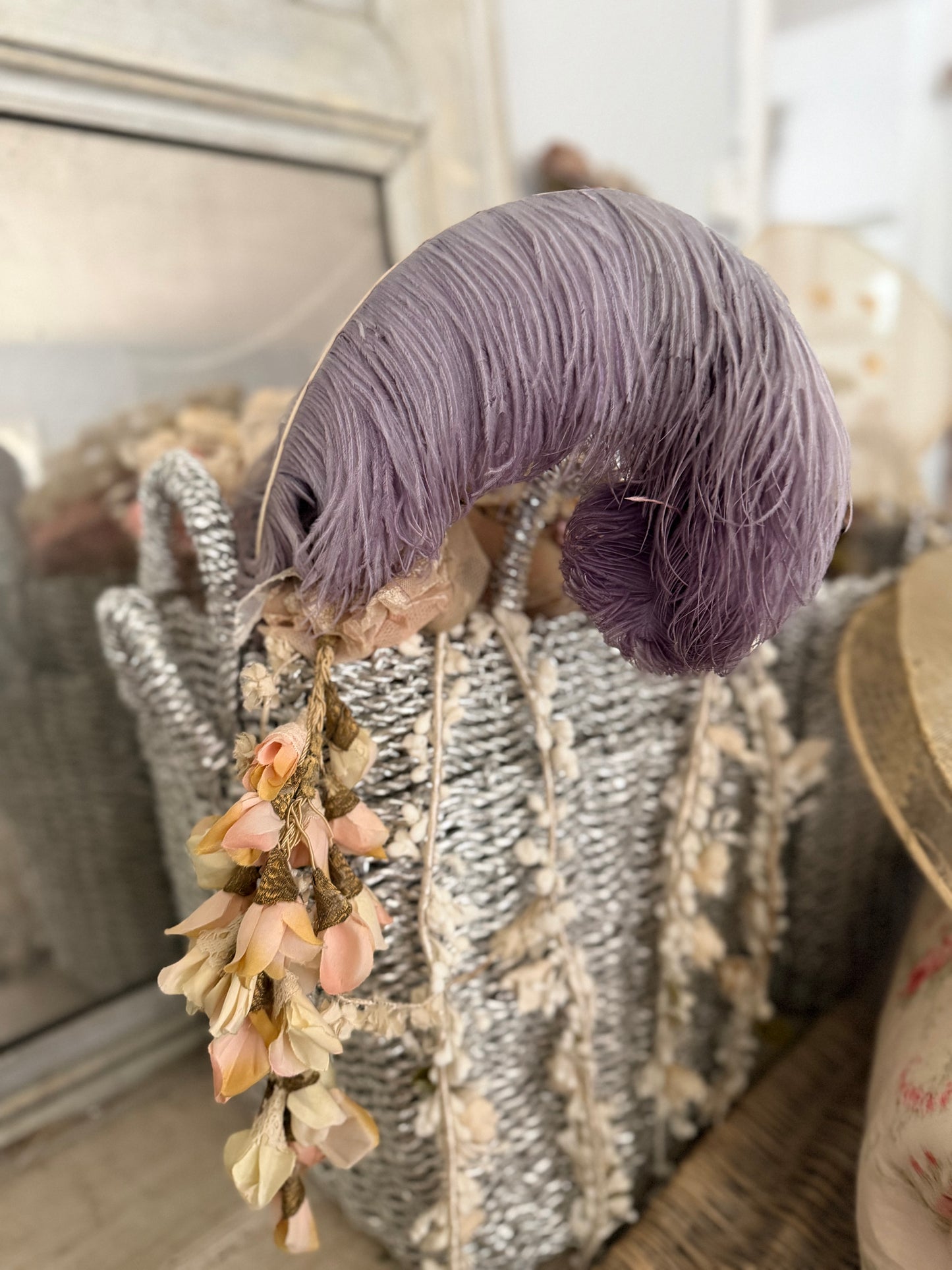 Antique Victorian Purple Fancy Feather Millinery
