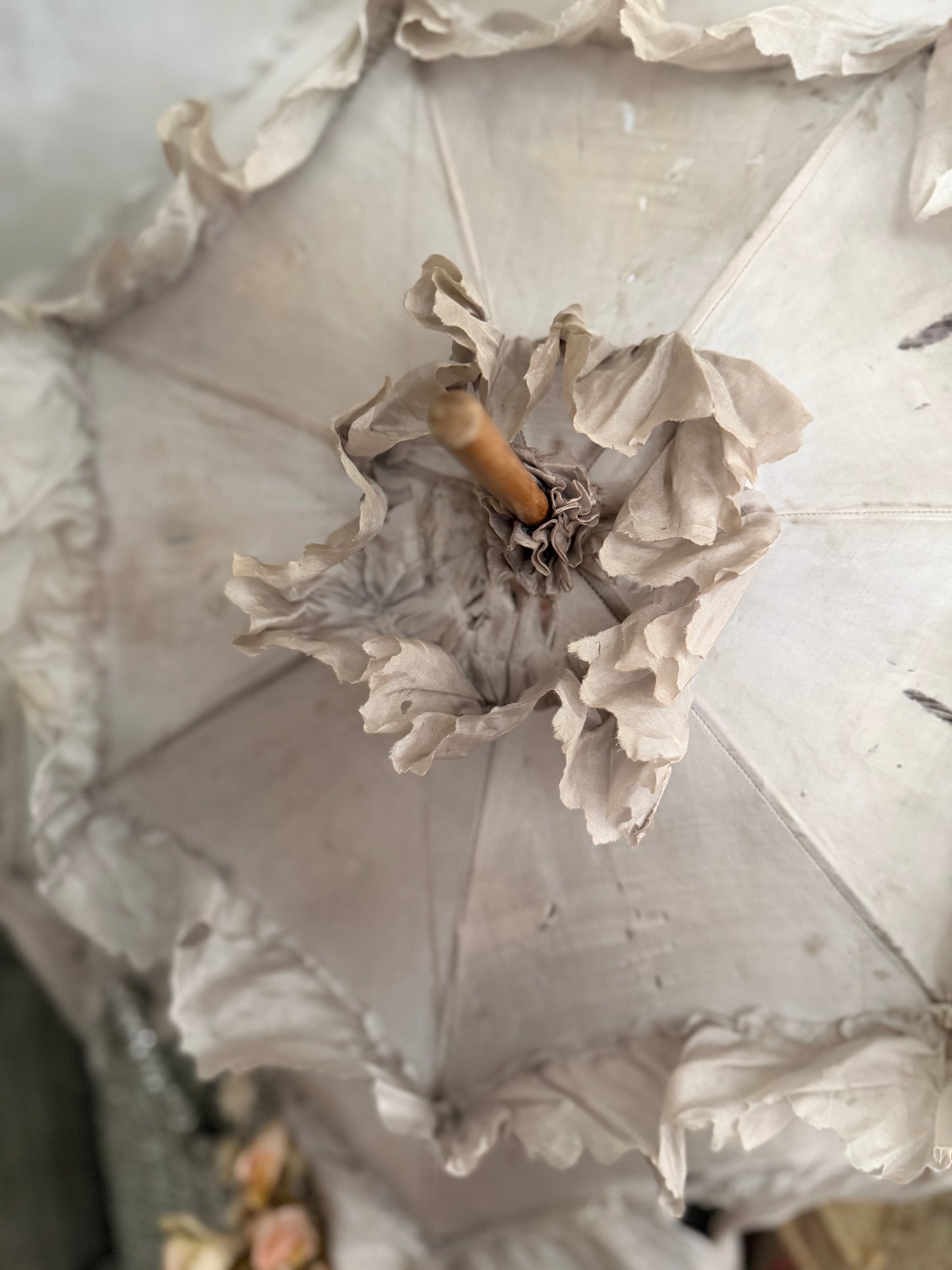 Antique Ice Blue Silk Parasol