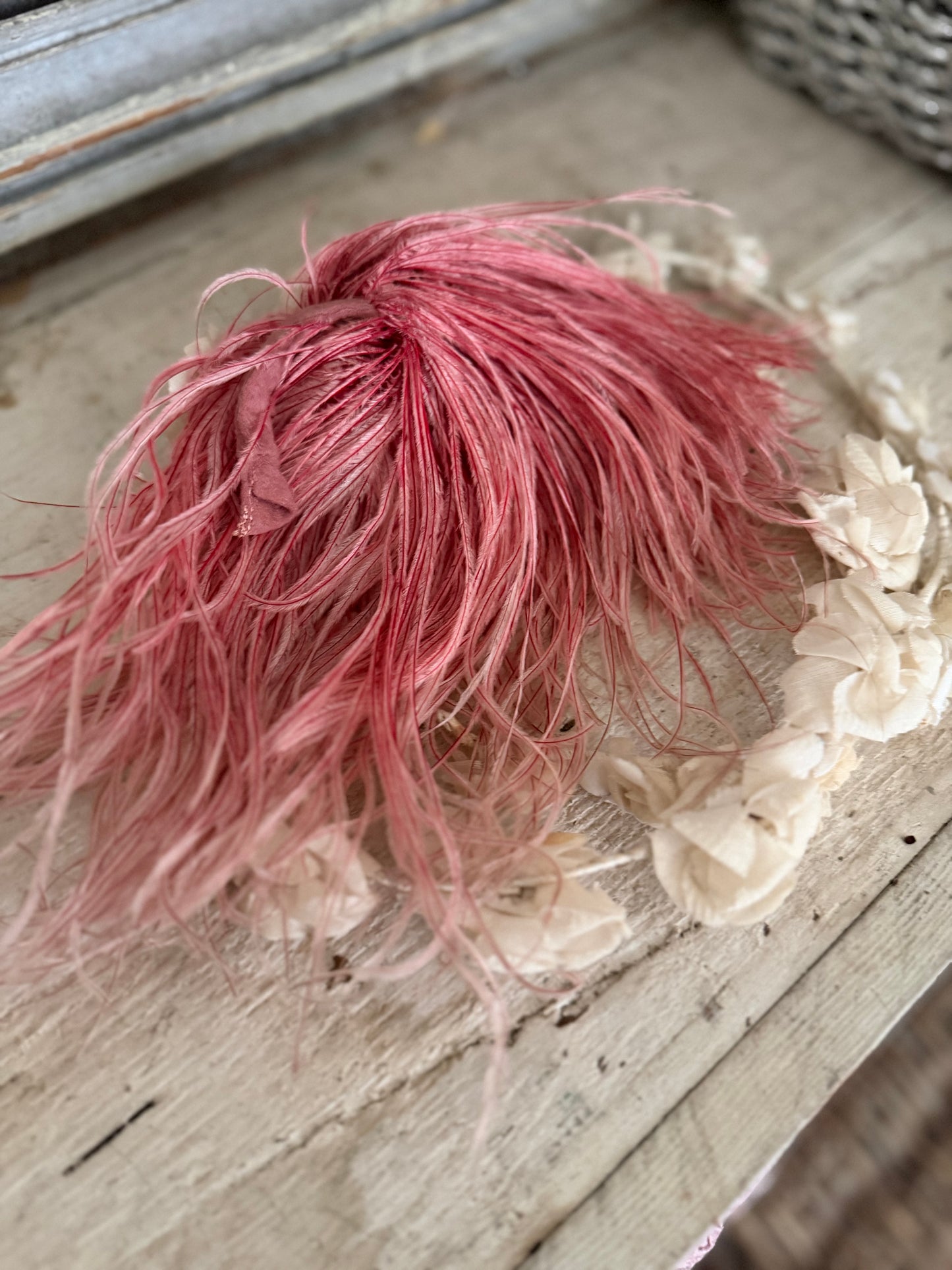 Antique Victorian Pink Fancy Feather Millinery