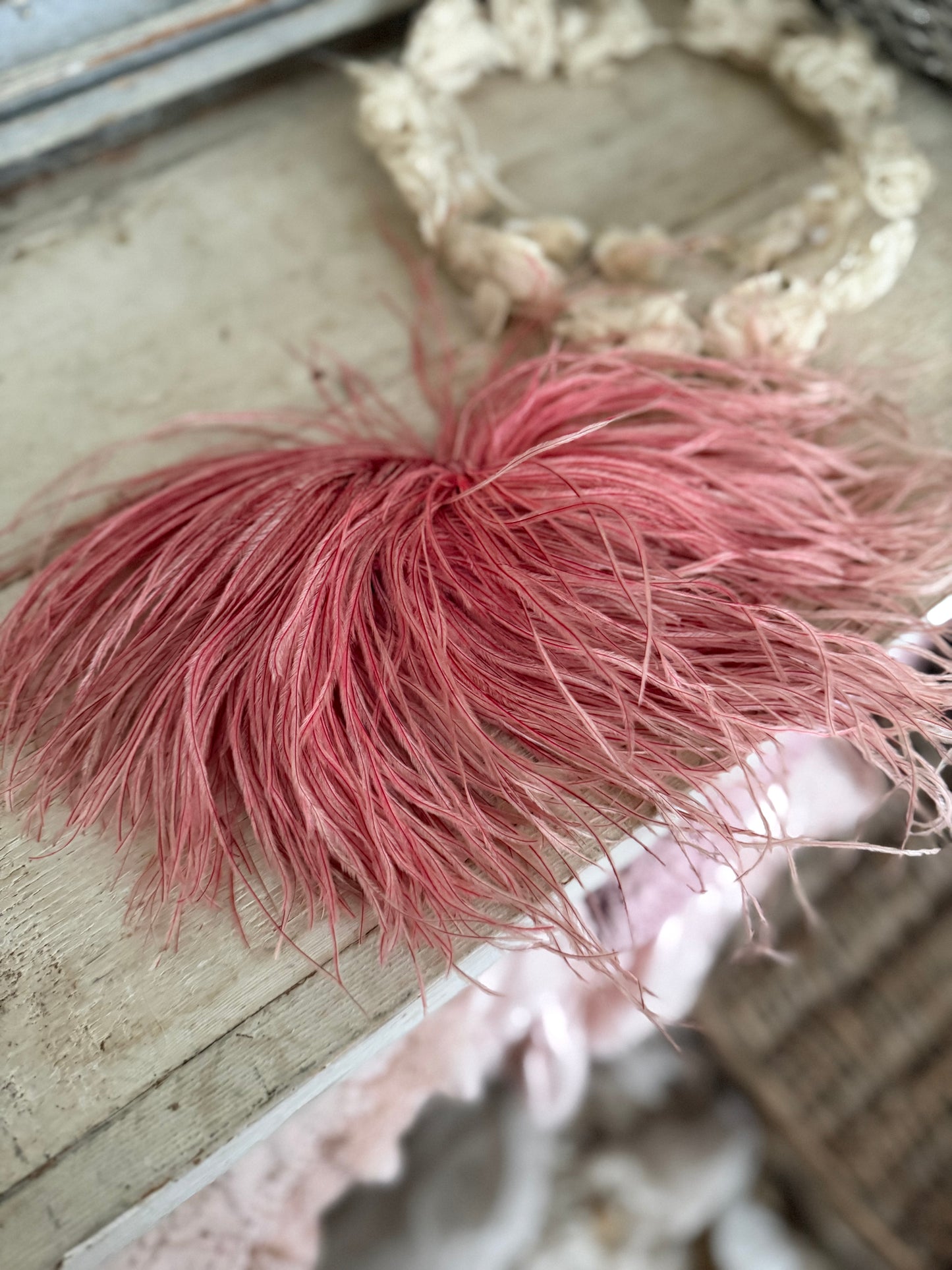 Antique Victorian Pink Fancy Feather Millinery