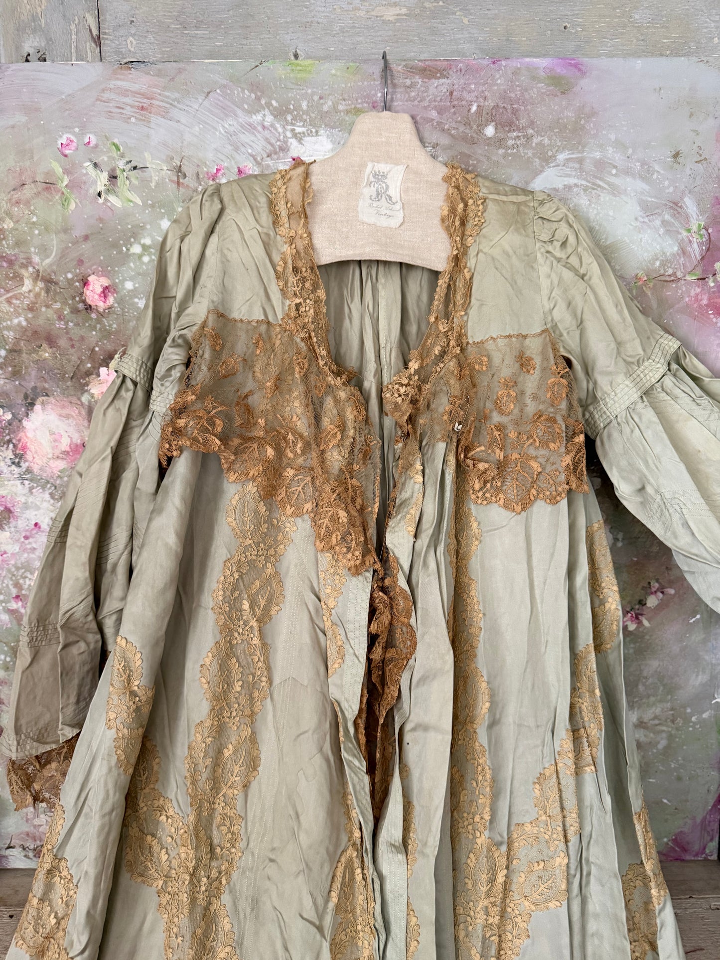Antique Blue Silk Lace Dressing Gown