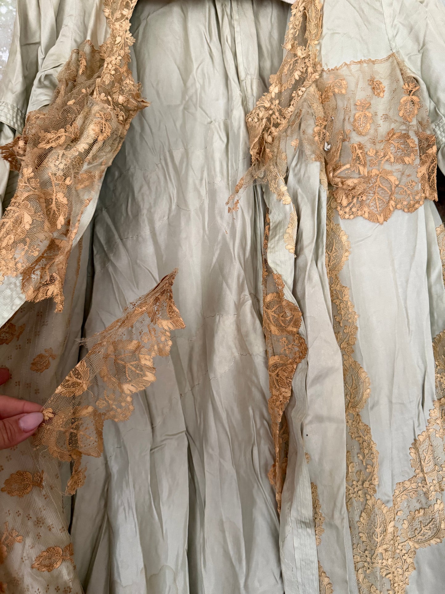 Antique Blue Silk Lace Dressing Gown