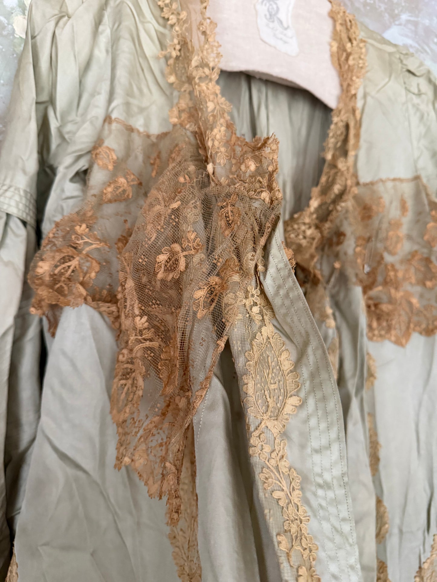 Antique Blue Silk Lace Dressing Gown