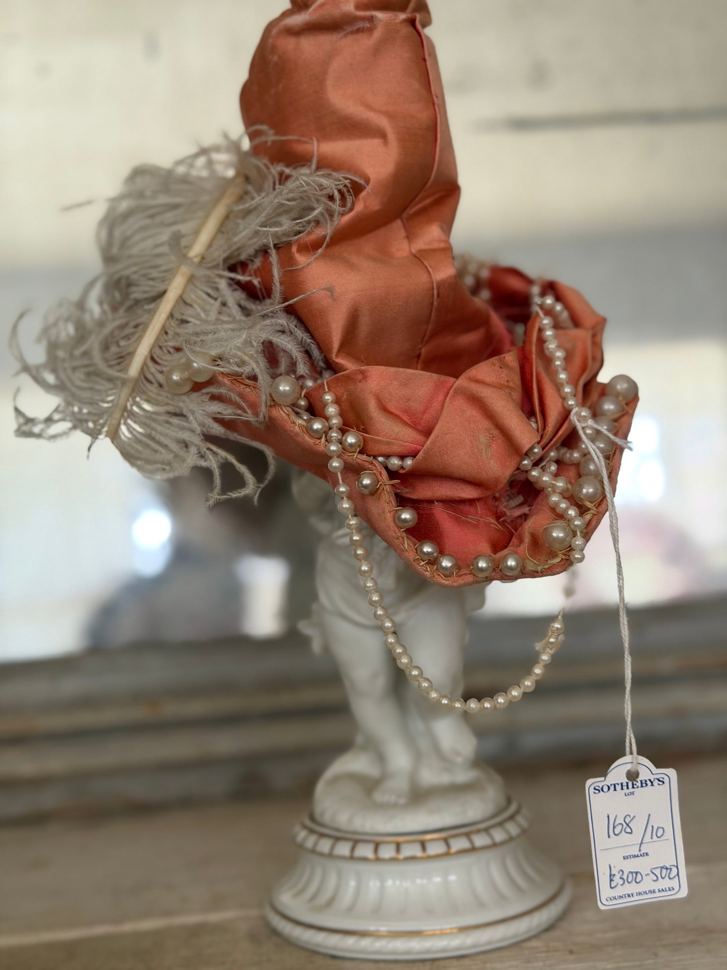 Antique Victorian Rococo Pink Silk Costume Hat