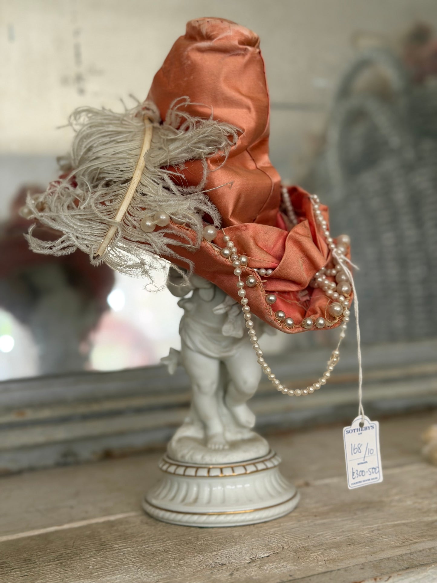 Antique Victorian Rococo Pink Silk Costume Hat